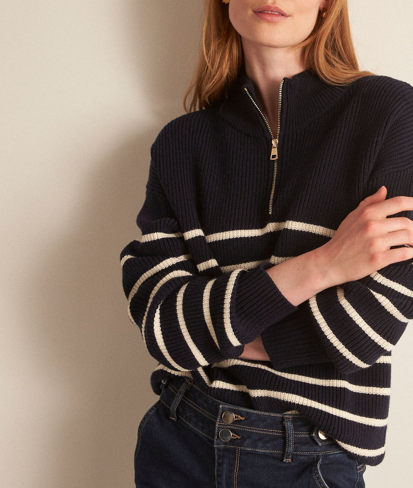 Pull marin en viscose EcoVero marine Barthelemy Faume - seconde main