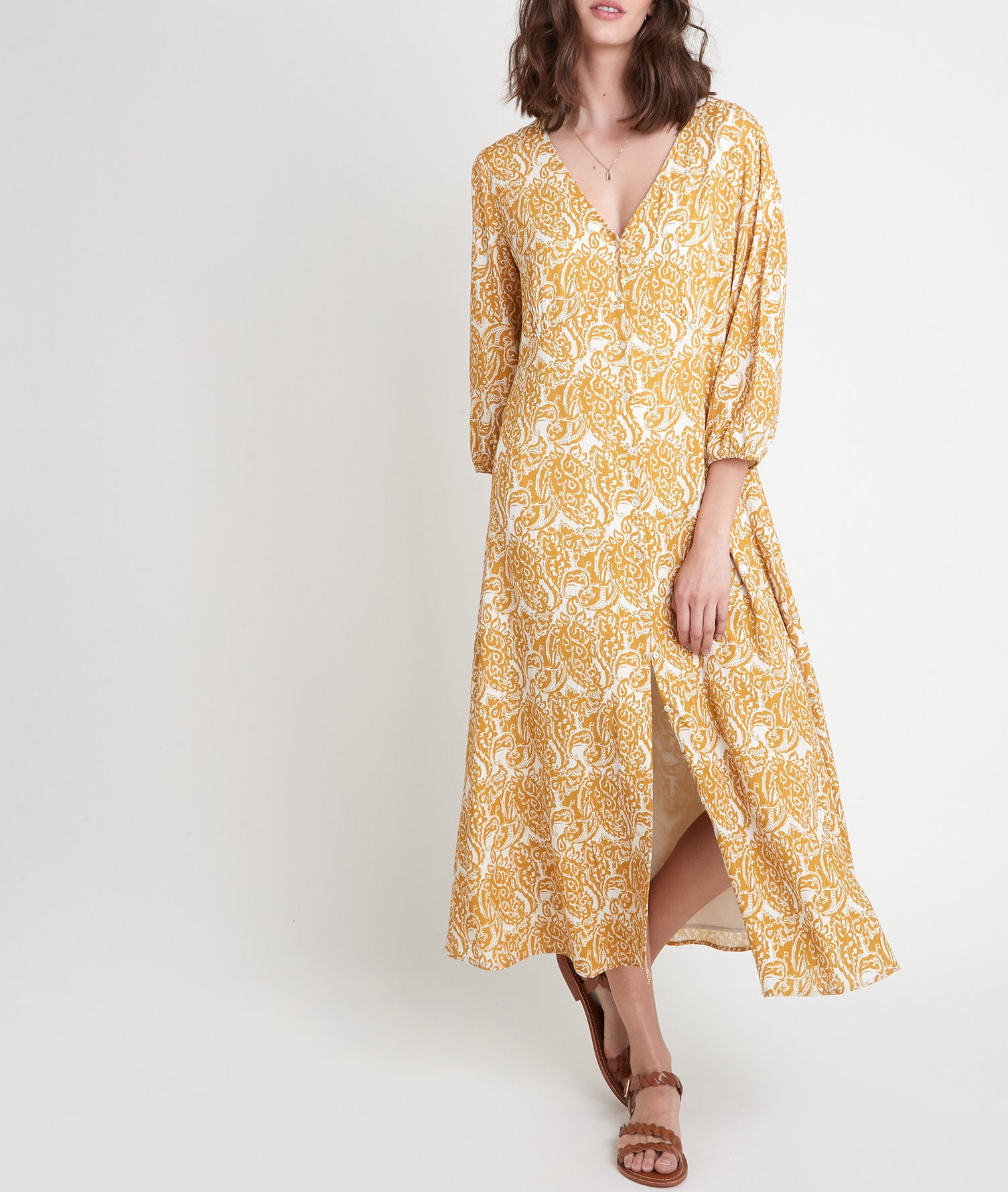 Robe chemise bohème jaune Laurie Faume - seconde main