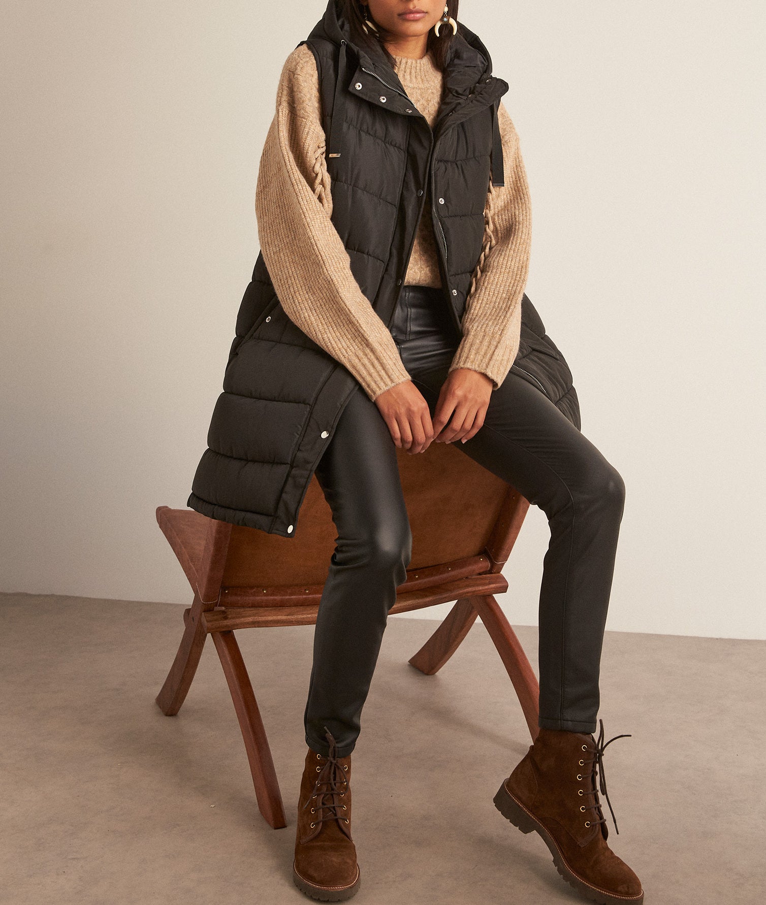 Doudoune sans manches longue noire Melrose Faume - seconde main