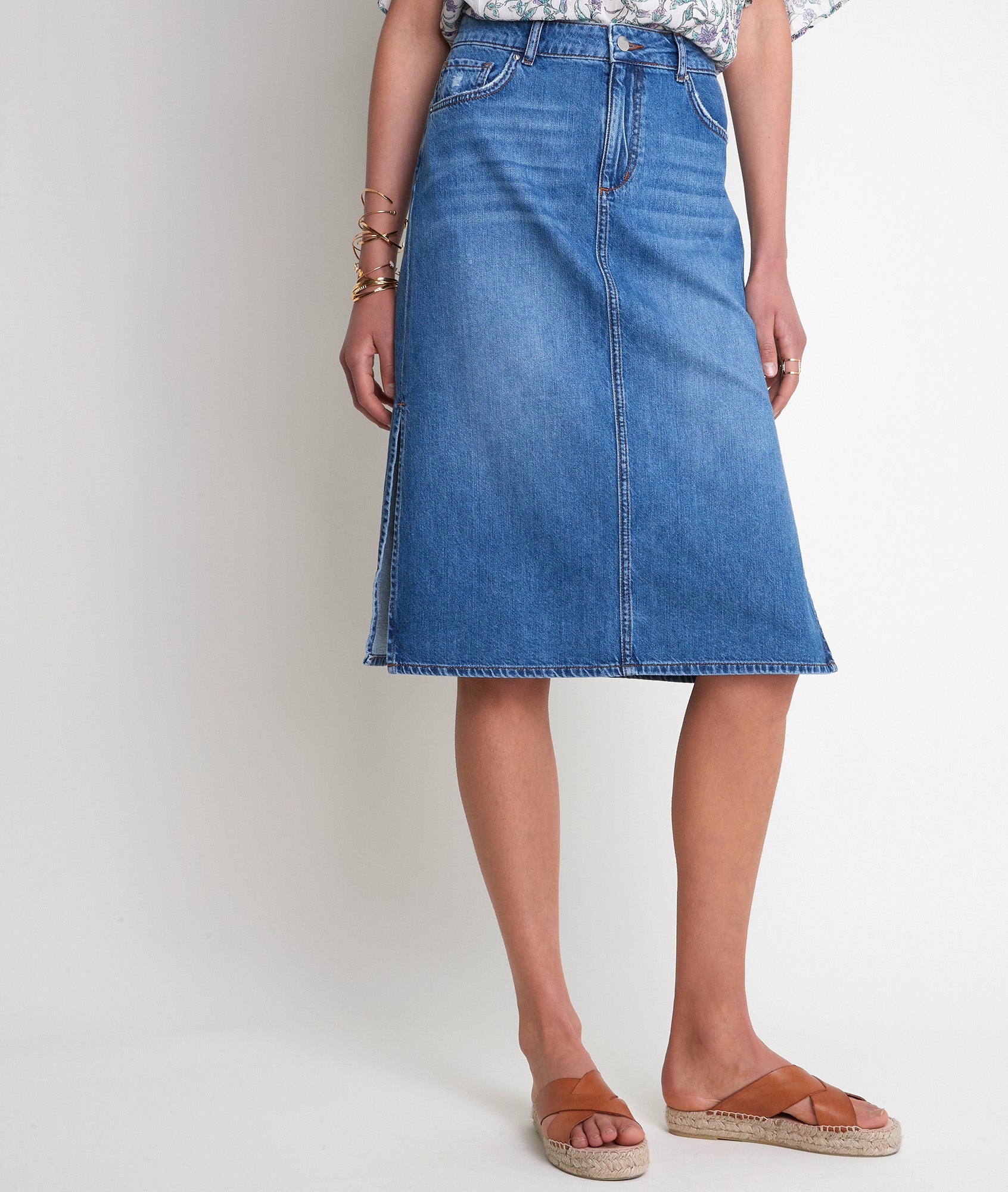 Jupe en coton denim Erva Faume - seconde main