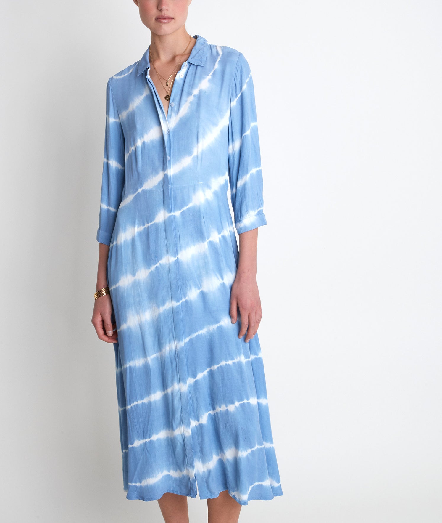 Robe chemise tie & dye bleu ciel Laurice Bis Faume - seconde main