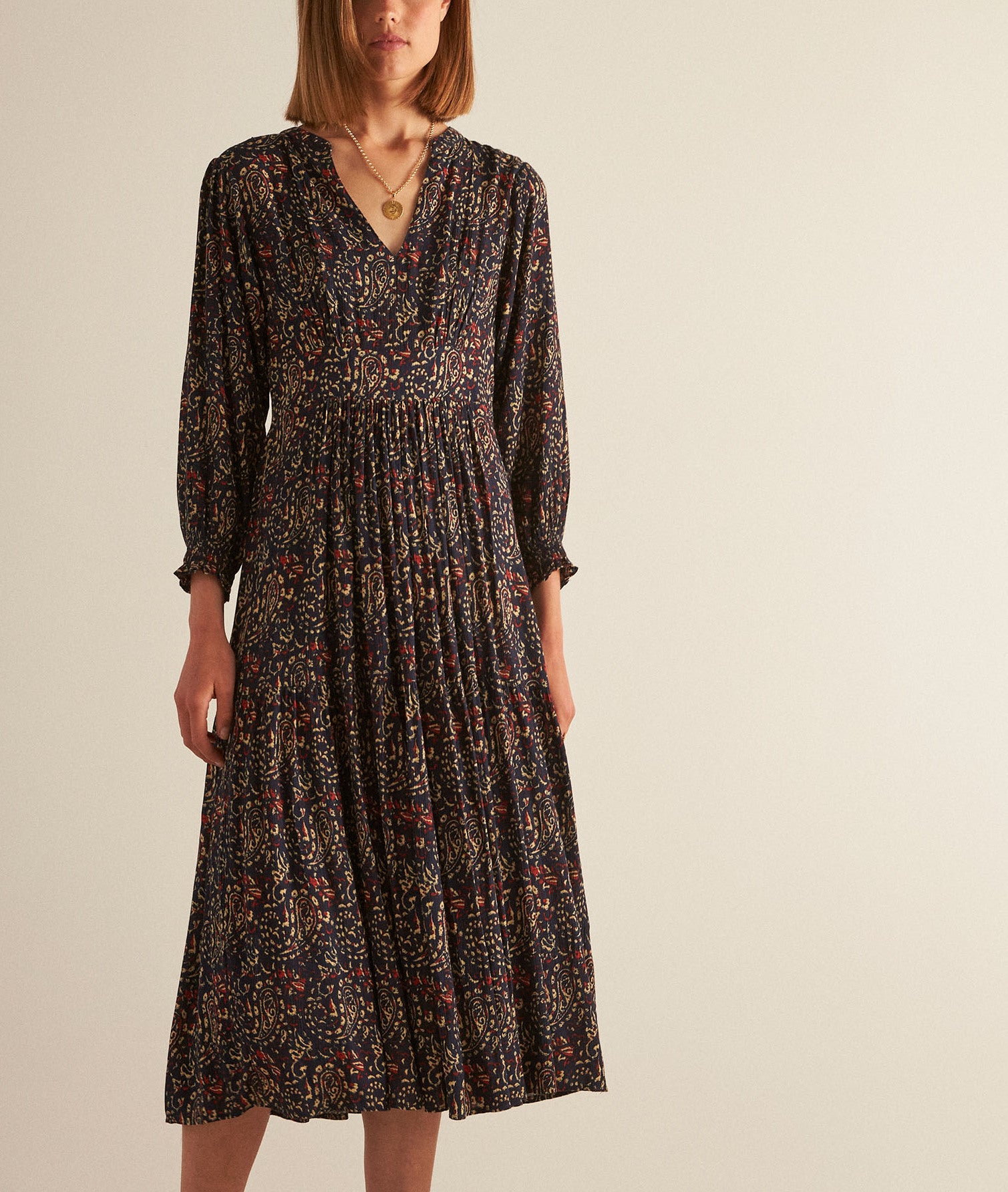 Robe longue imprimée marine HELIANA Faume - seconde main