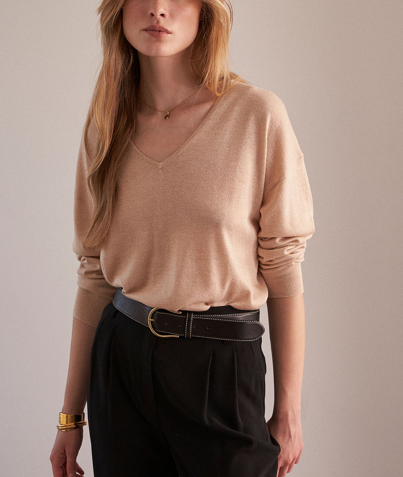 Pull en maille très fine poudré Babeth Faume - seconde main