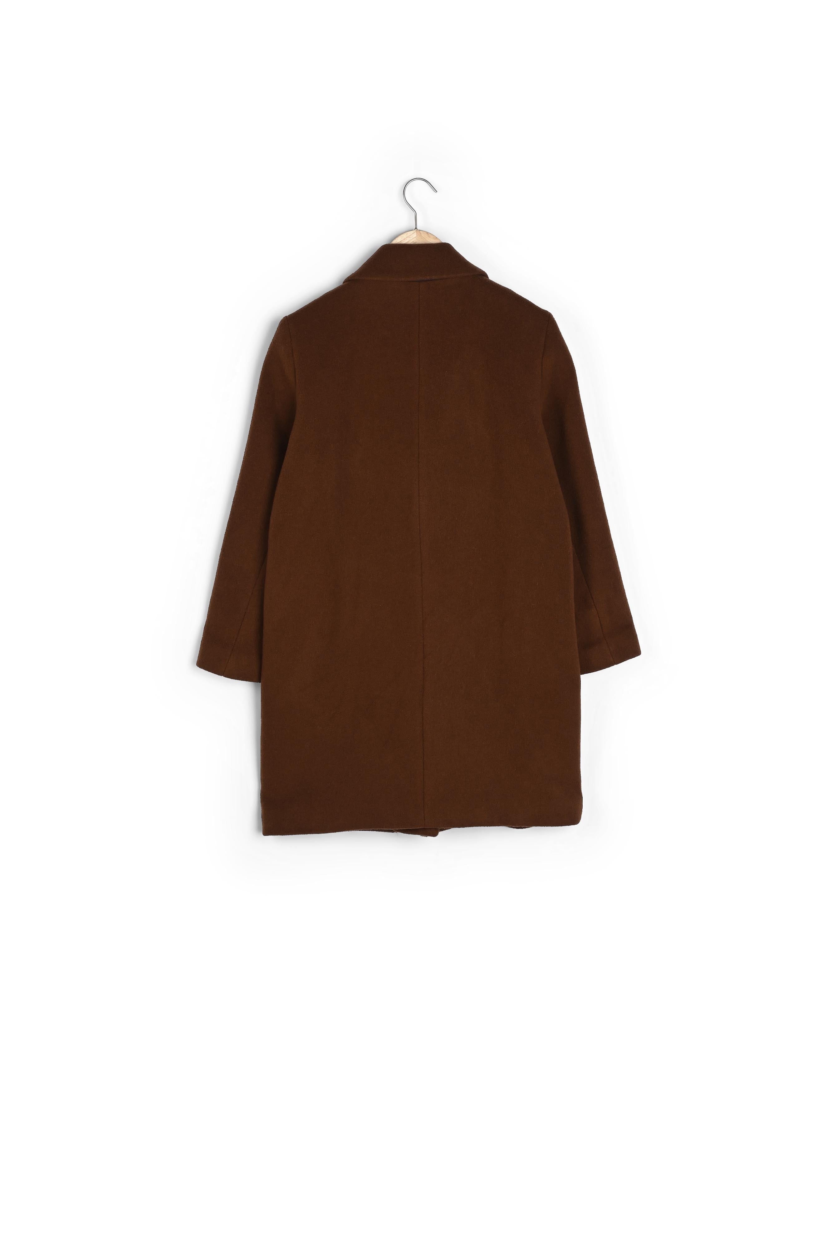 Manteau droit en laine recyclée brique Martin Faume - seconde main