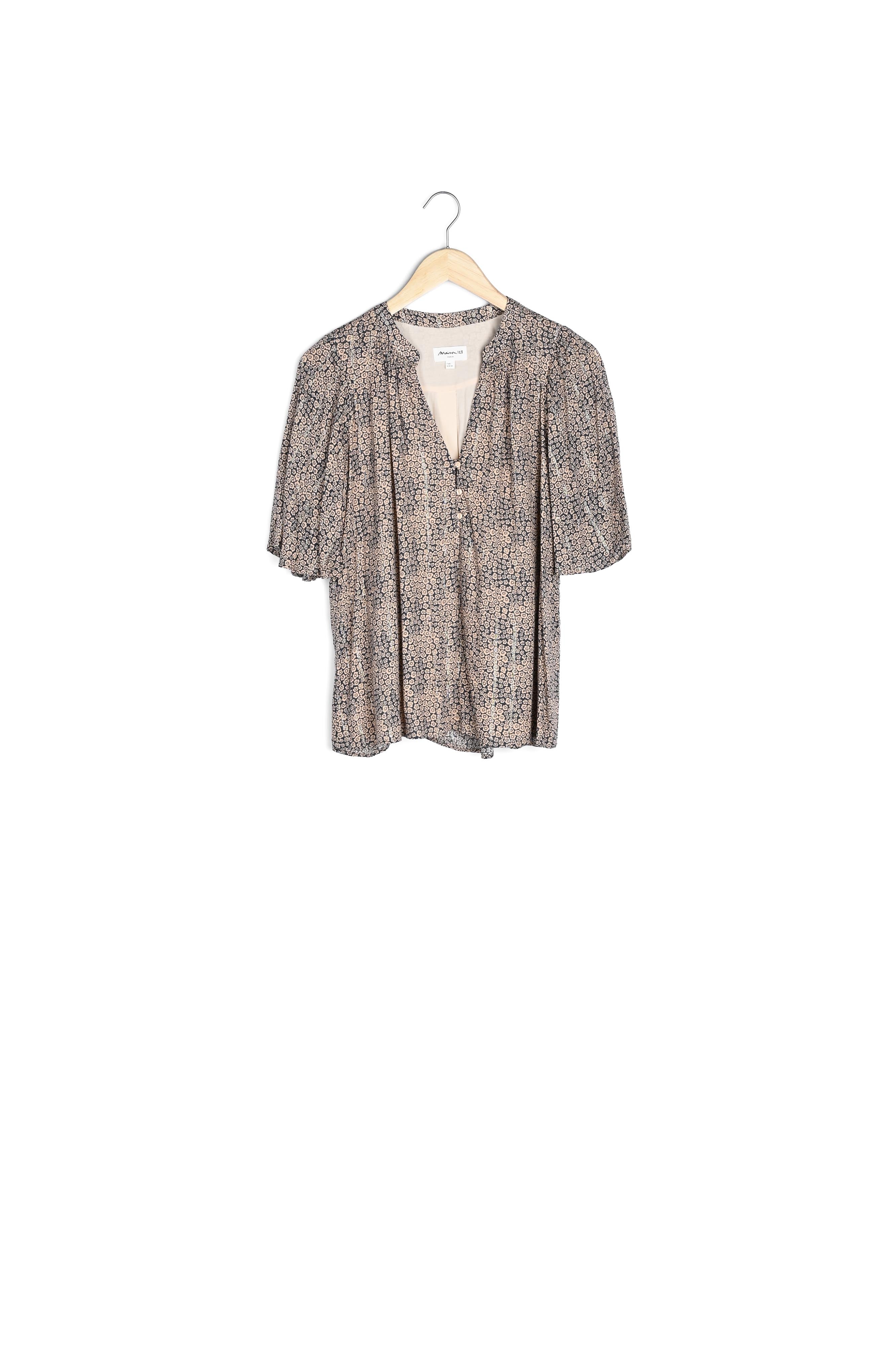 Blouse fluide imprimée beige rosé Calicie Faume - seconde main