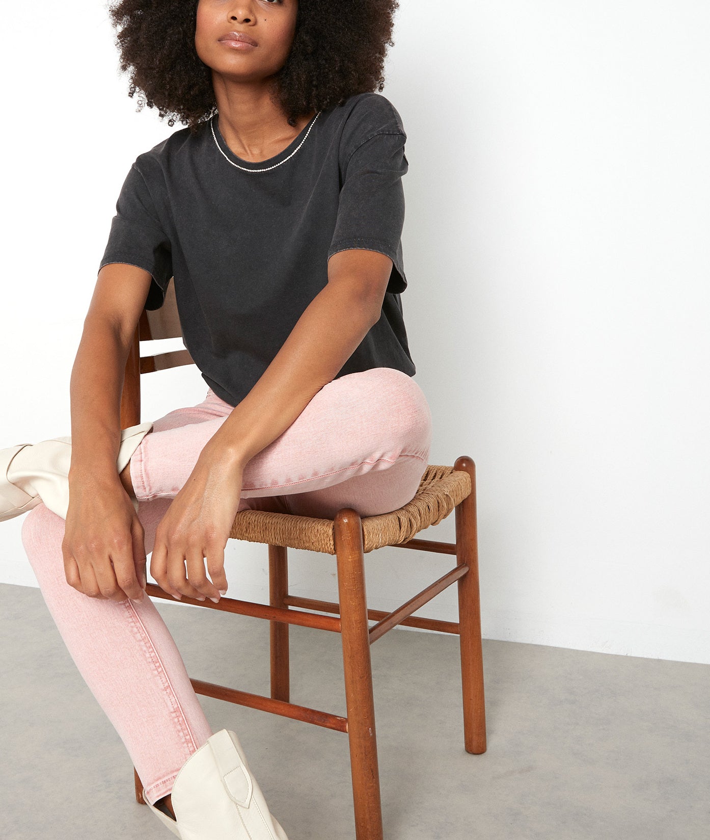 Jean slim en coton rose délavé Nicky Faume - seconde main