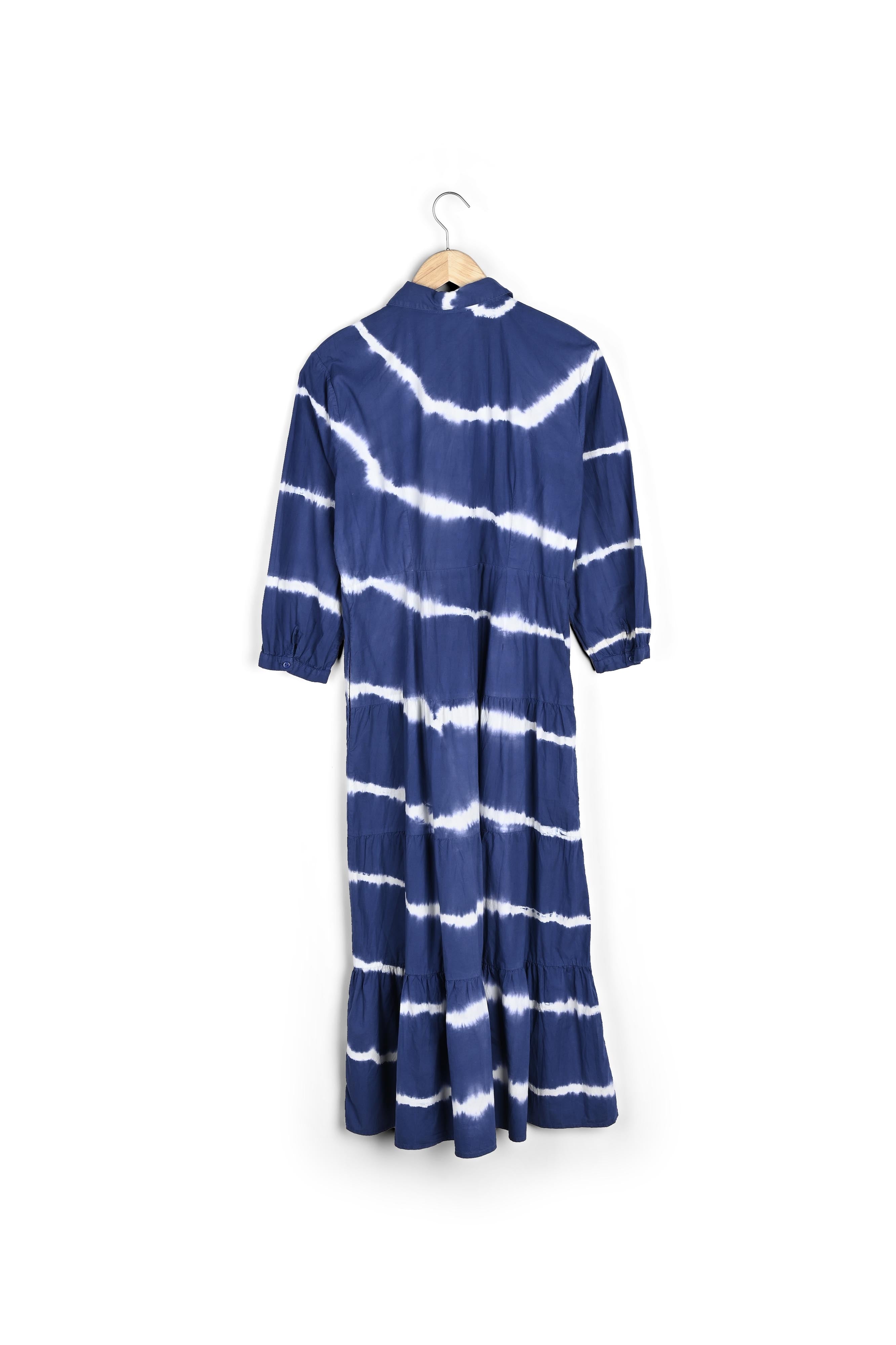Robe longue tie and dye en coton marine Nisrine Faume - seconde main