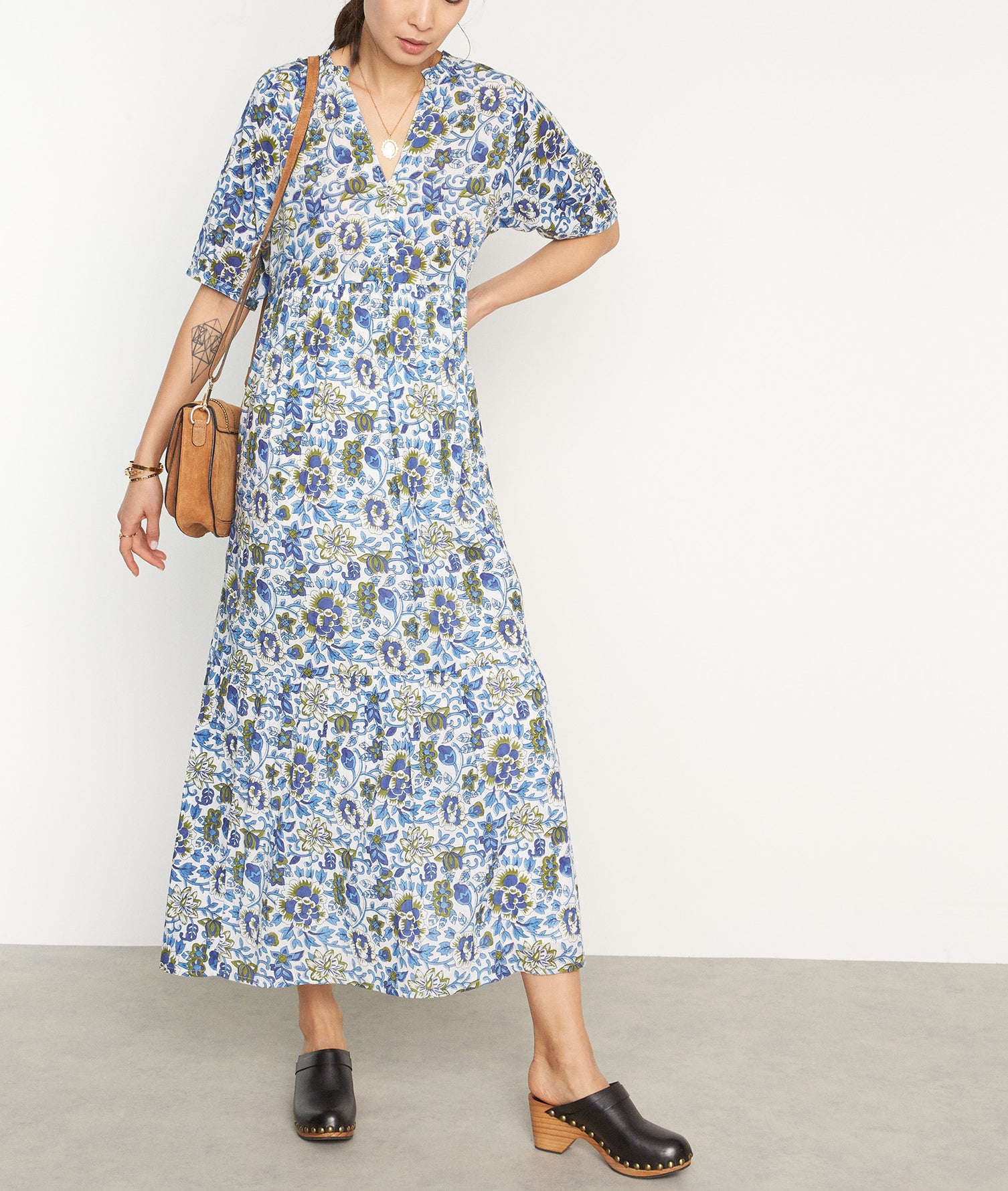 Robe longue imprimée blanc Hedia Faume - seconde main