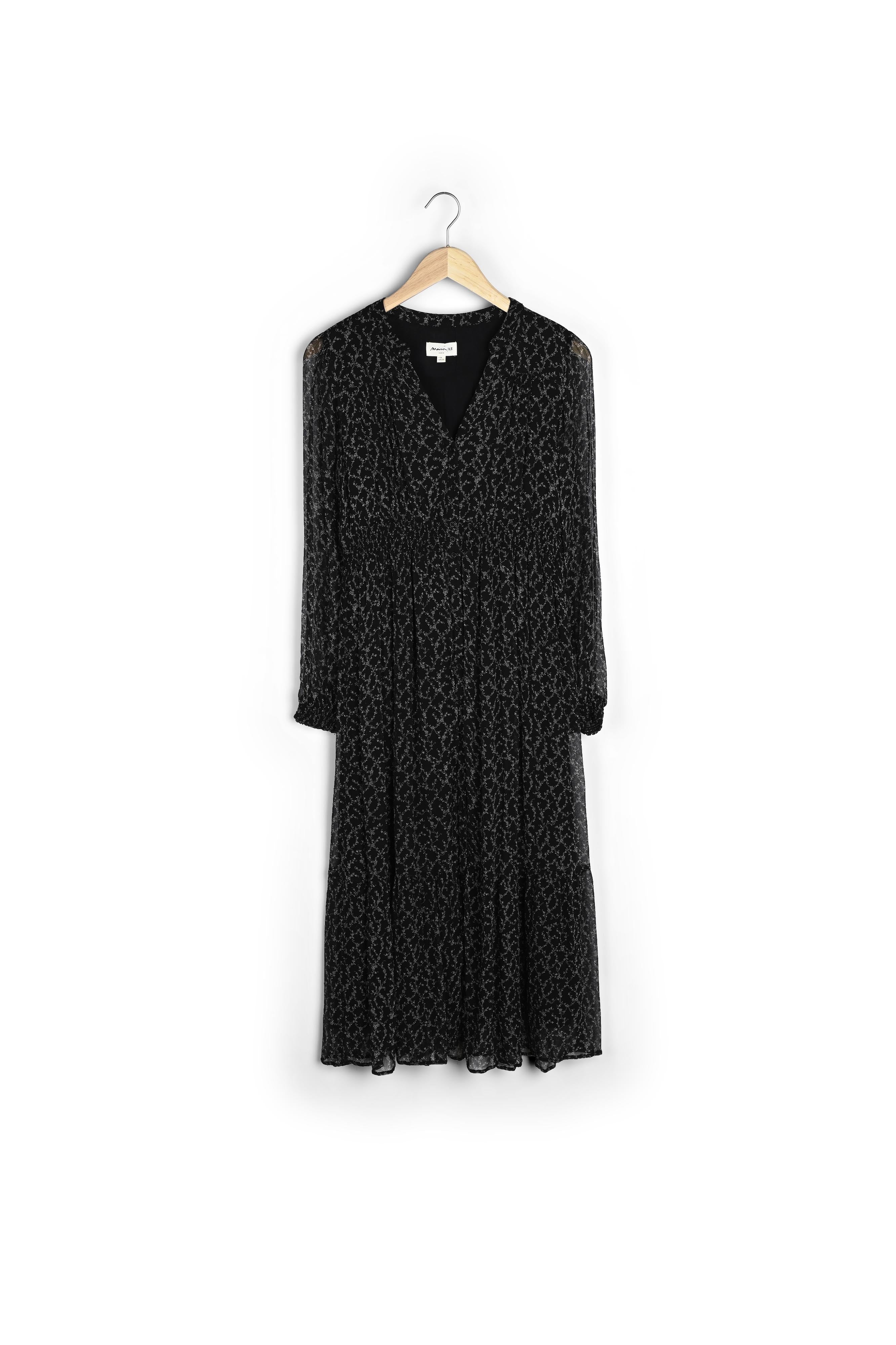 Robe longue boutonnée imprimée noire Seline Faume - seconde main