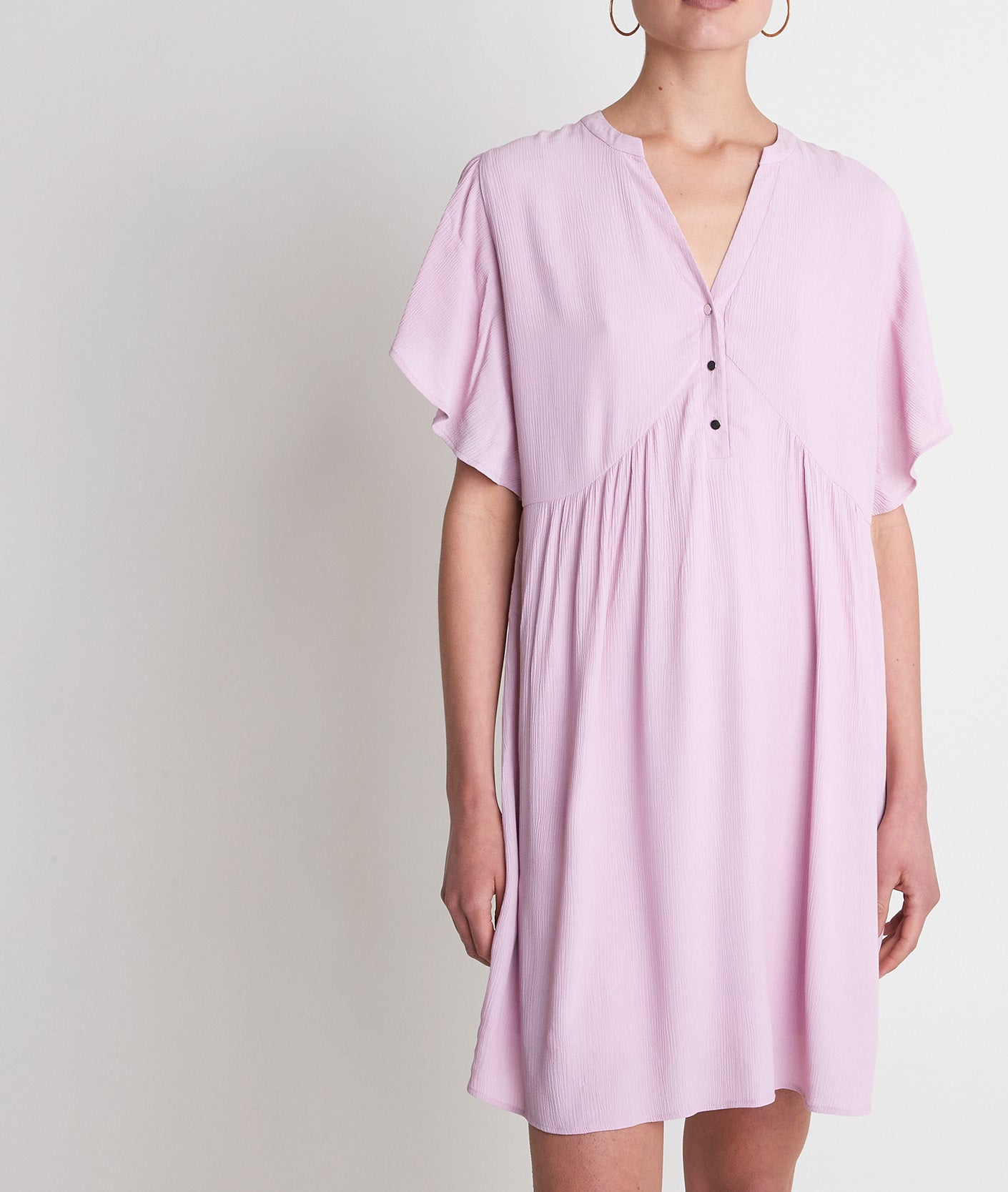 Robe en crêpe trapèze mauve Callo Faume - seconde main