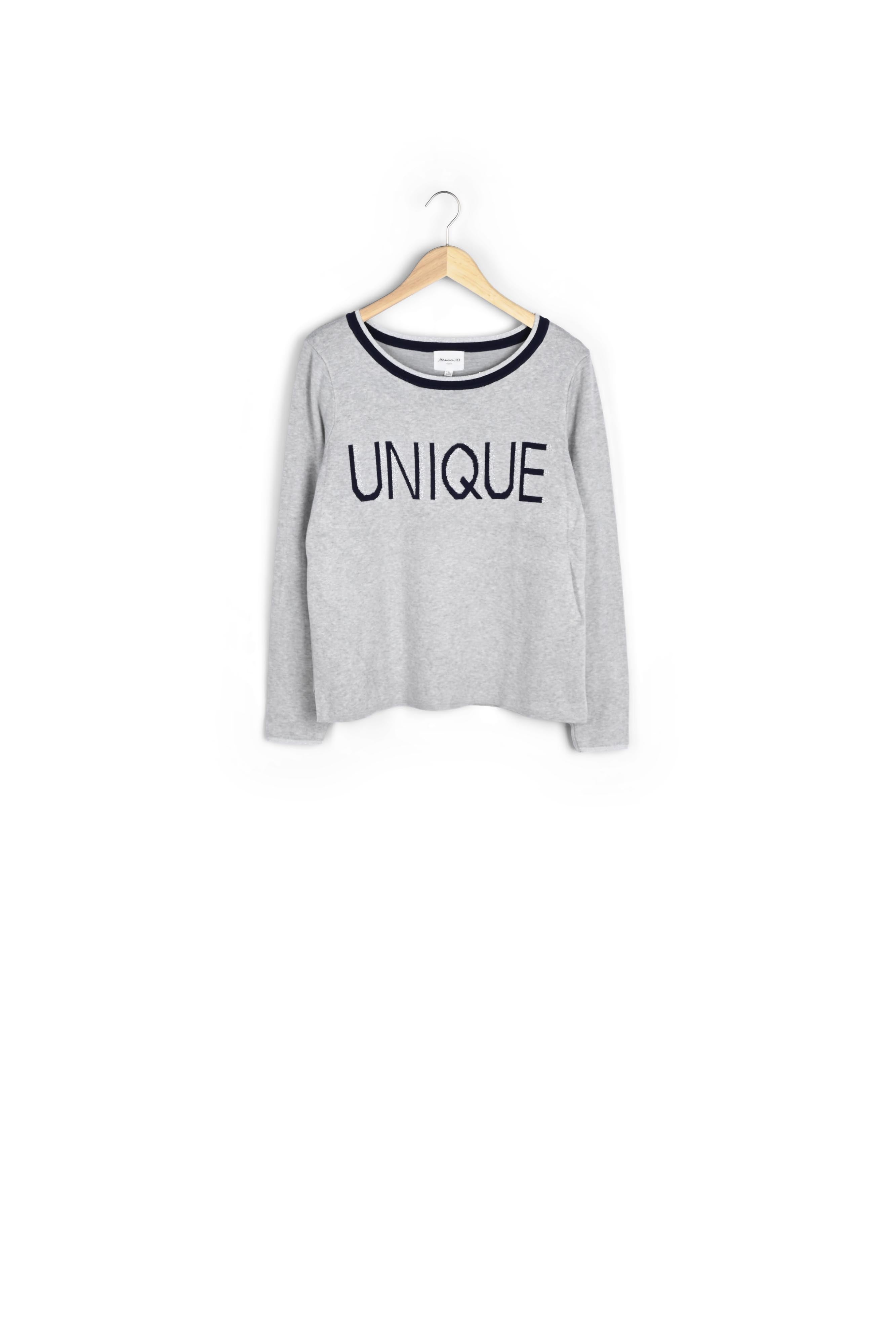 Pull à message gris chiné Family Faume - seconde main