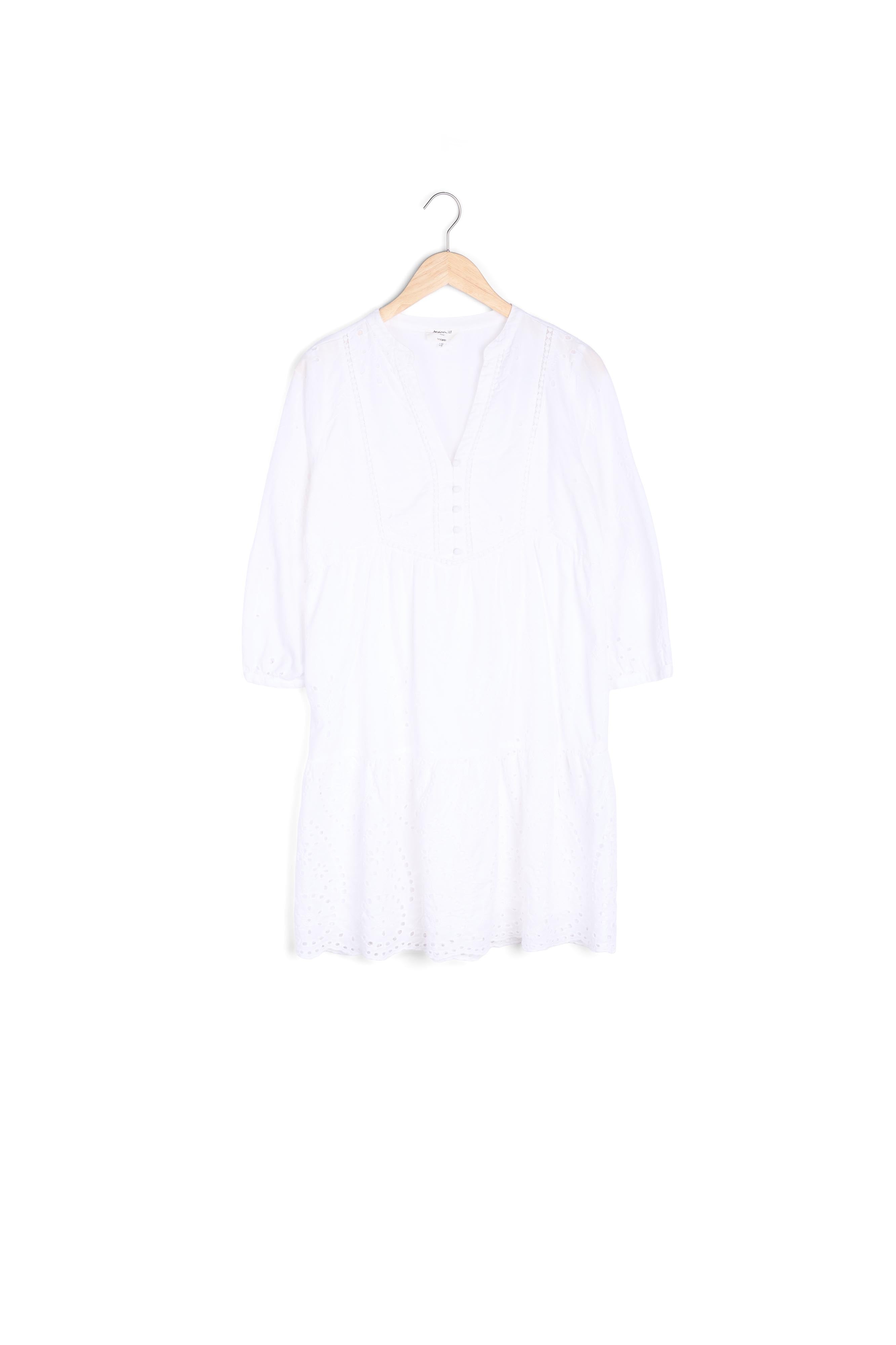 Robe courte brodée en coton bio blanc Naless Faume - seconde main
