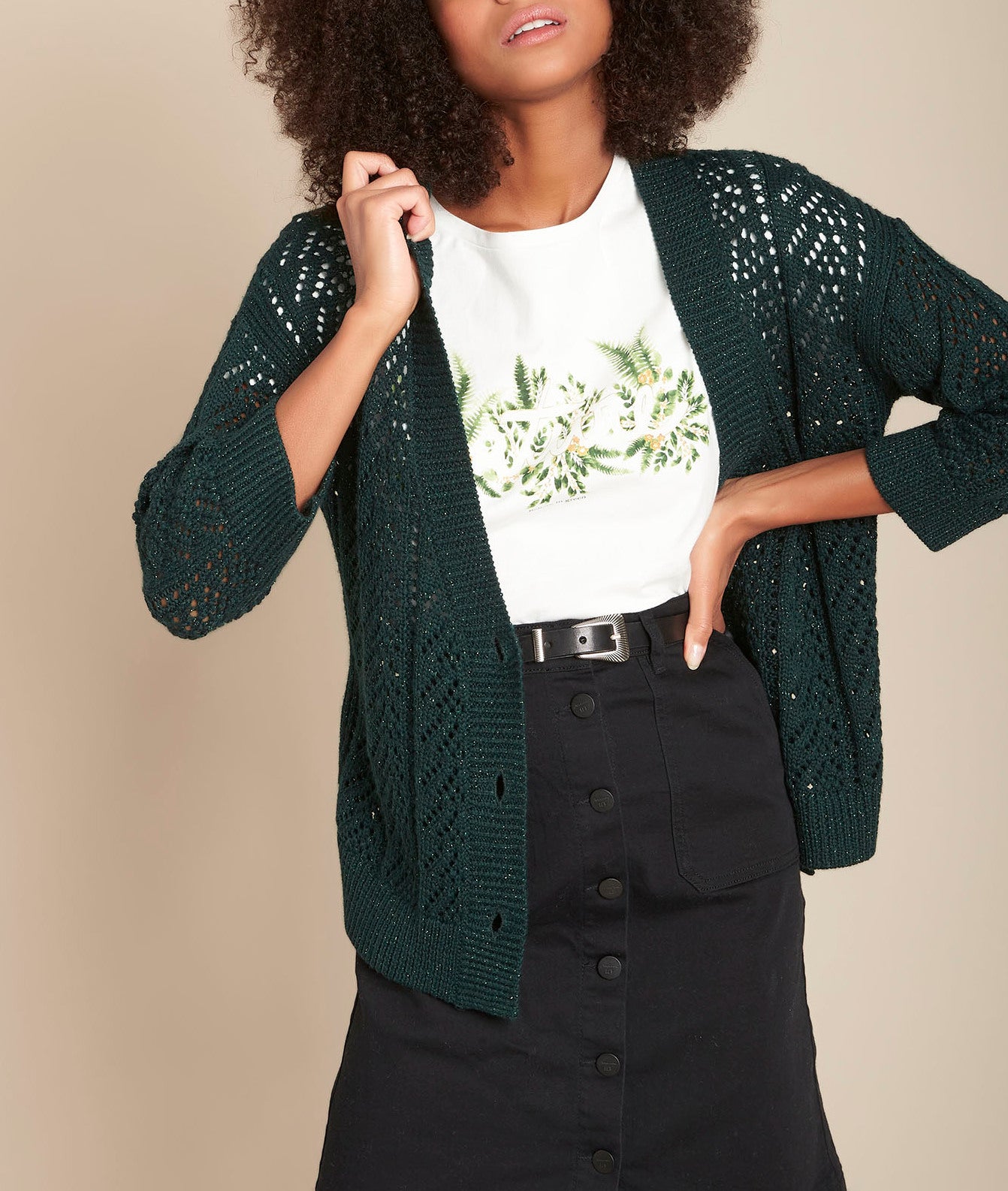 Gilet en maille lurex vert Flashdance Faume - seconde main