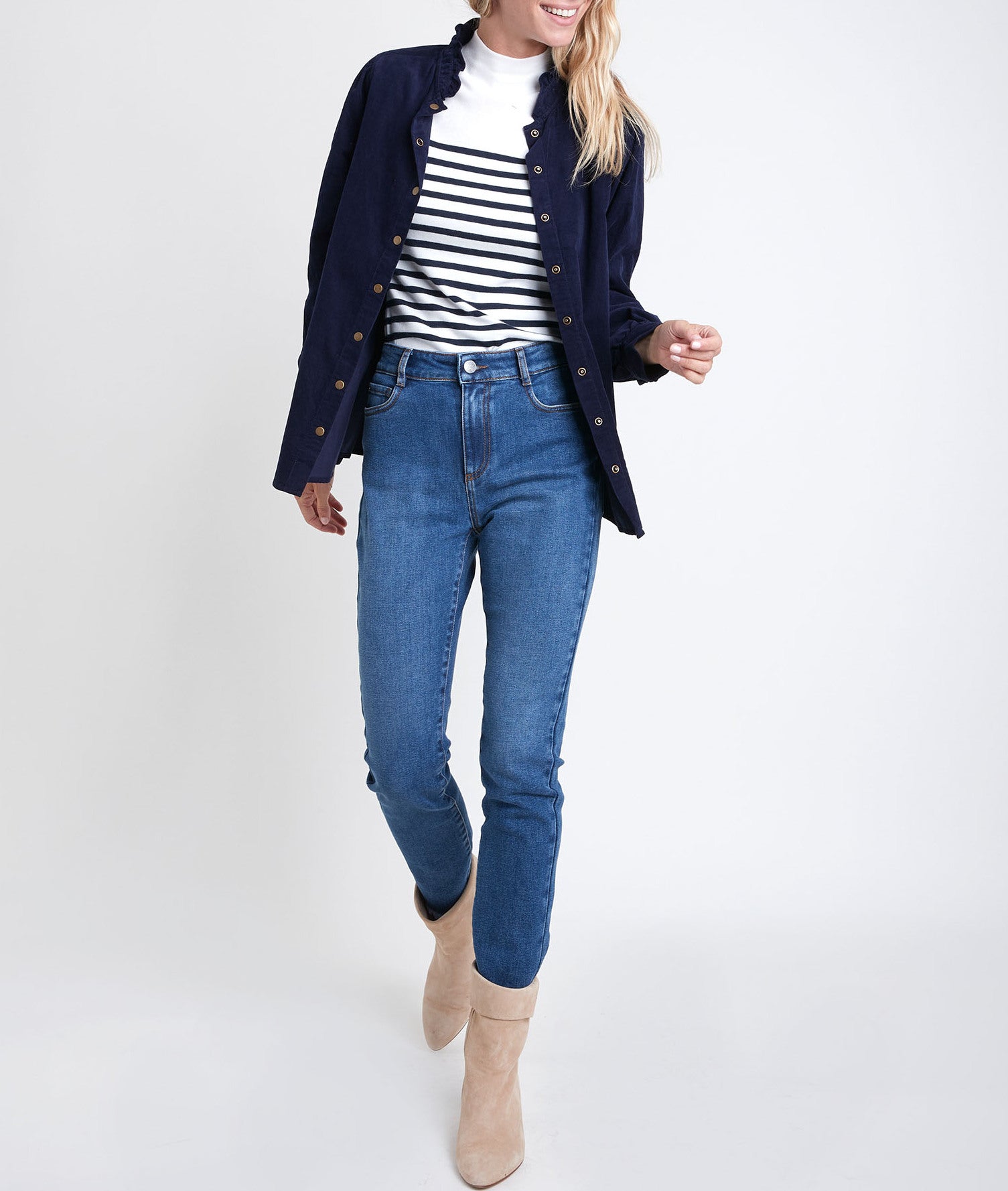 Chemise en velours marine Jeraldine Faume - seconde main