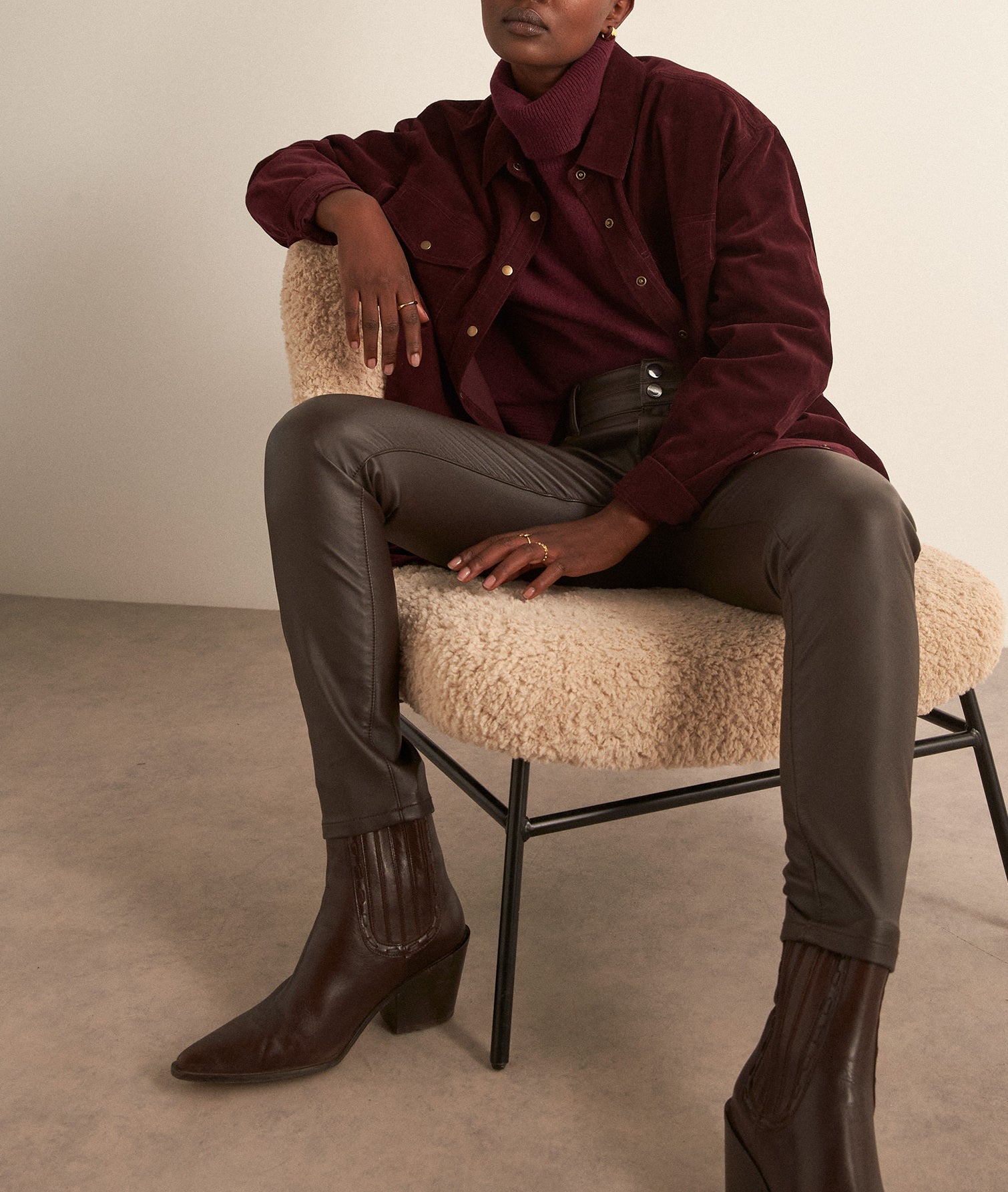 Chemise en velours bordeaux Chimene Faume - seconde main