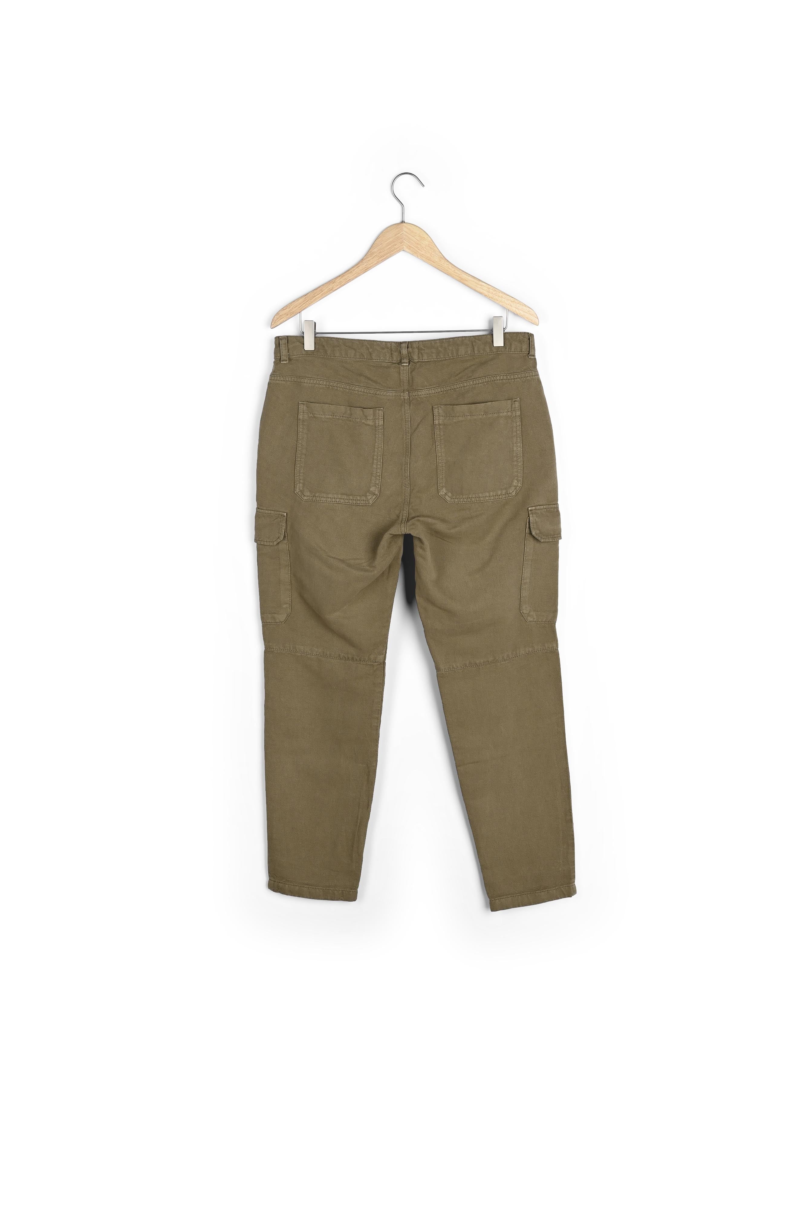 Pantalon cargo en coton et lin kaki Falou Faume - seconde main