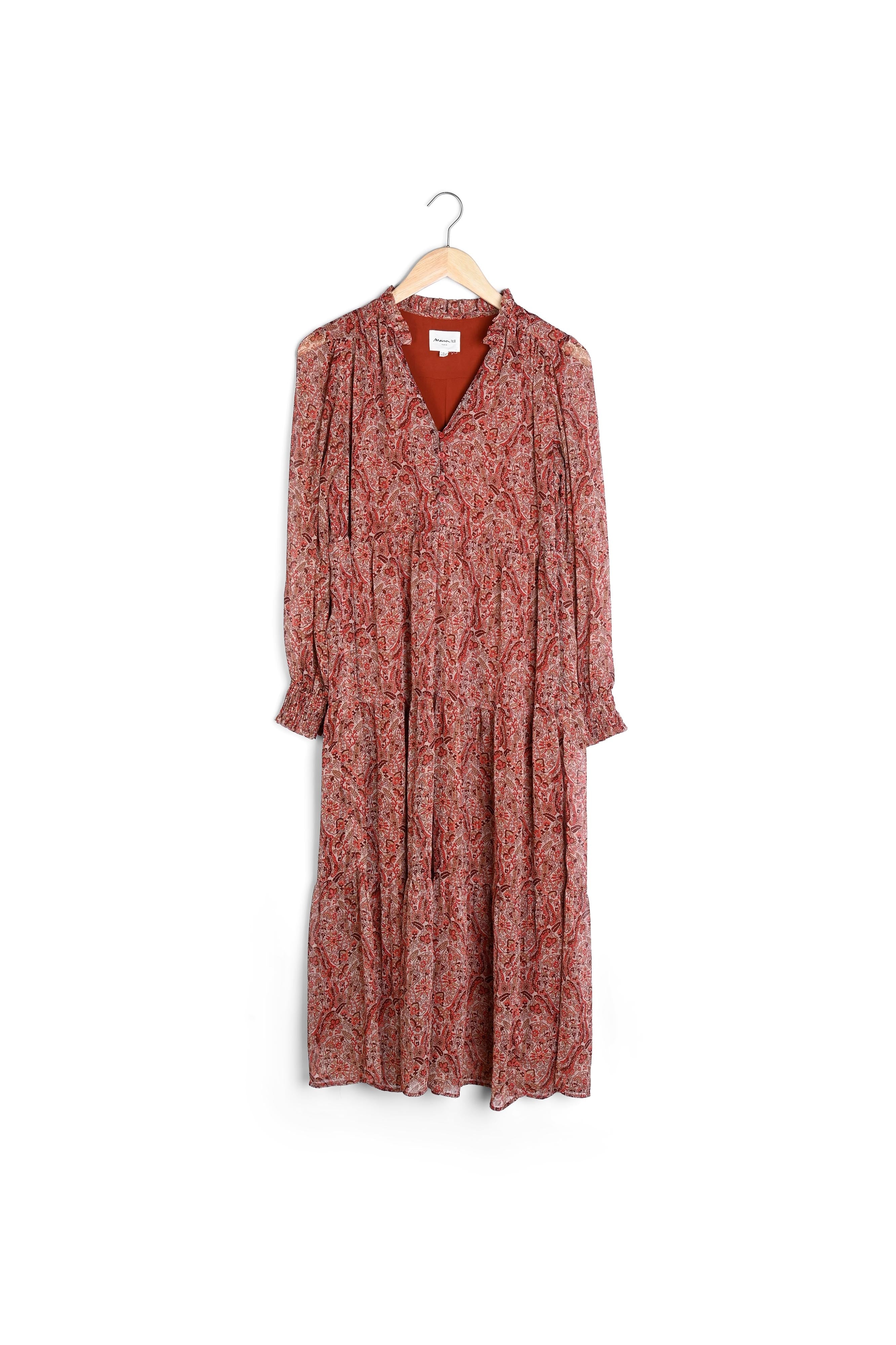 Robe longue rouge imprimée Nada Faume - seconde main