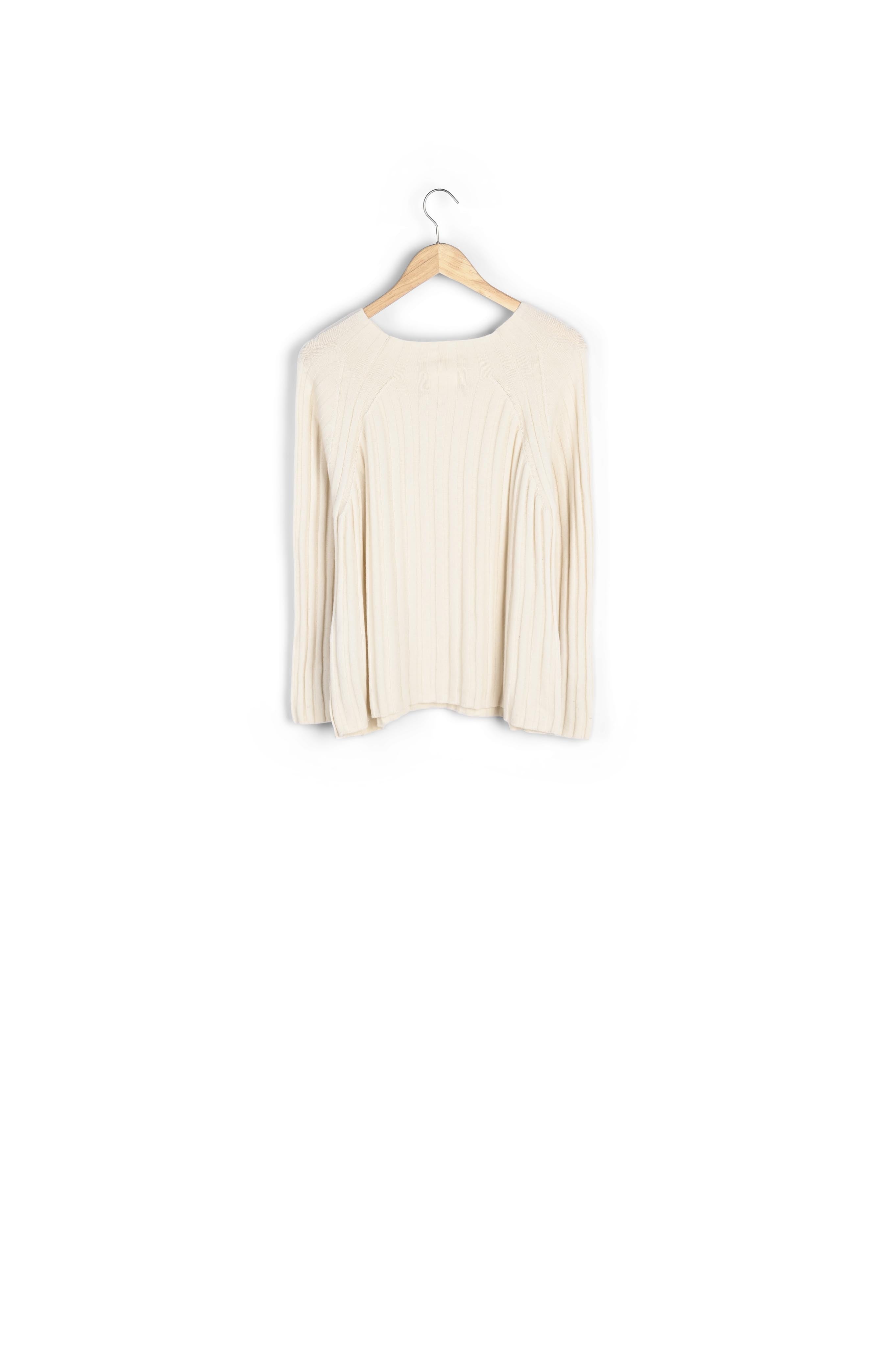 Pull écru côtelé col montant Finesse Faume - seconde main