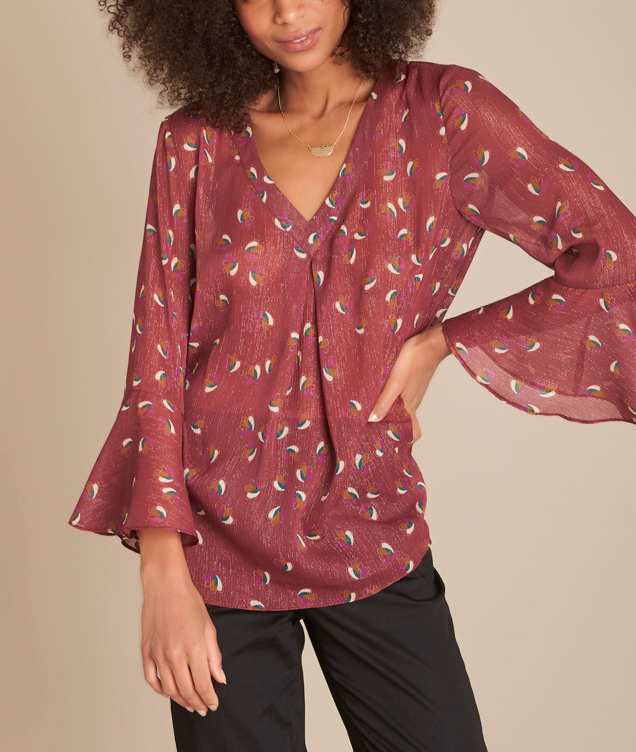 Blouse pourpre imprimée Munich Faume - seconde main