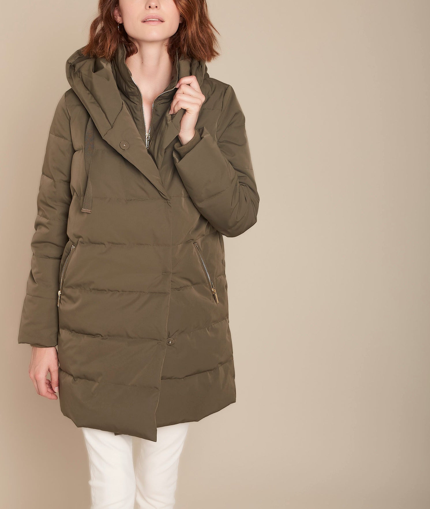 Doudoune kaki en polyester recyclé Lison Faume - seconde main