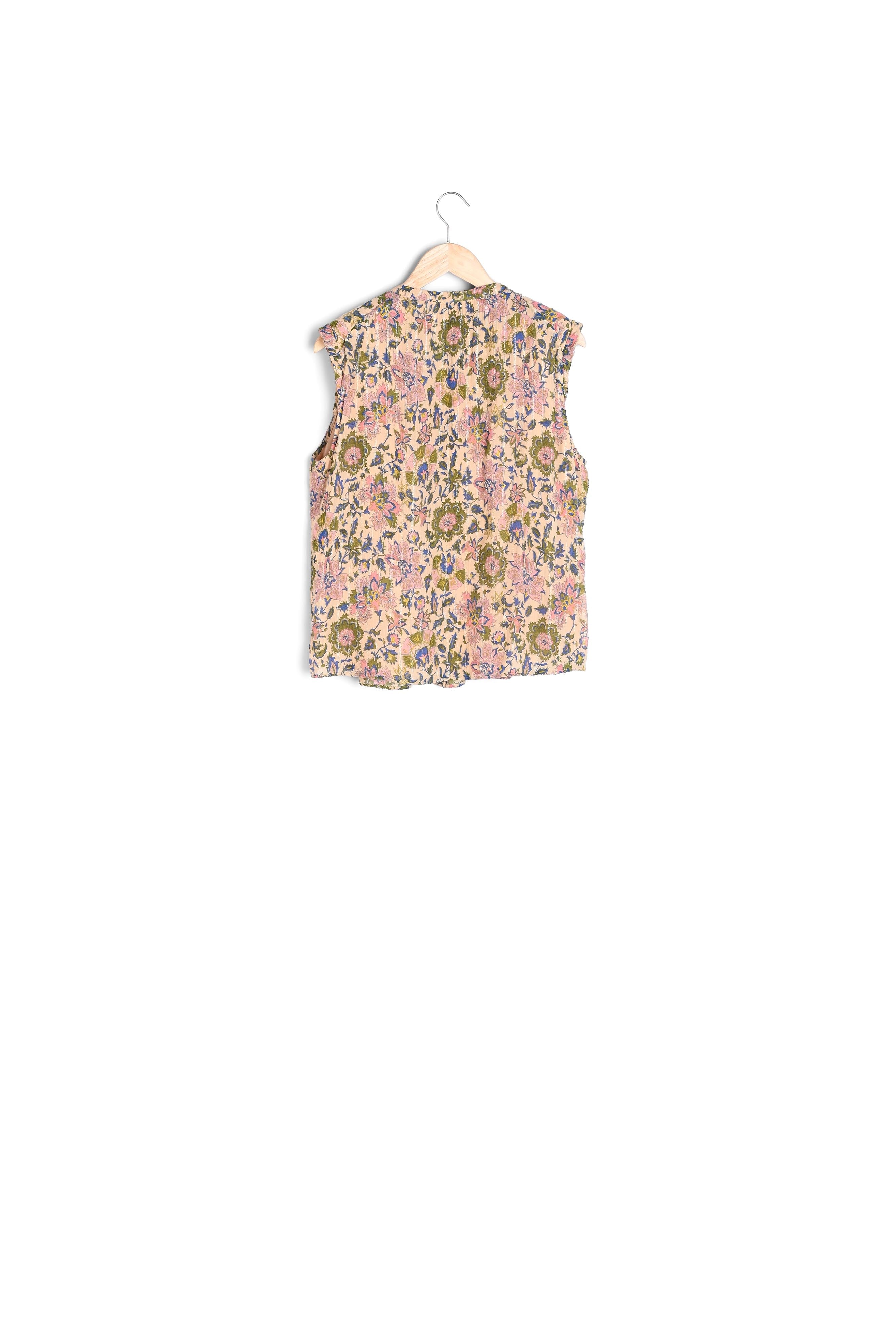 Blouse sans manches à épaulettes imprimée olive Tracy Faume - seconde main