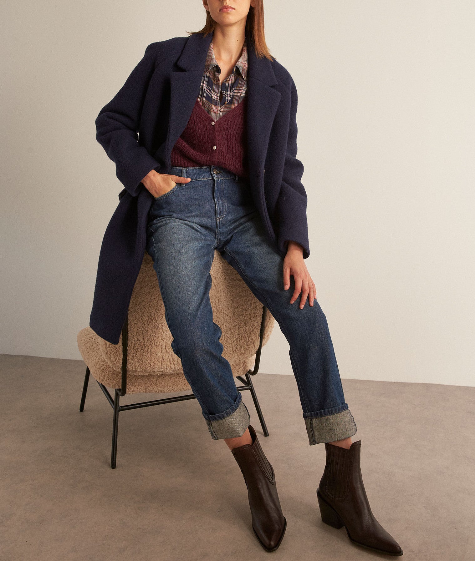 Cardigan en polyamide, laine et mohair bordeaux Paddy Faume - seconde main