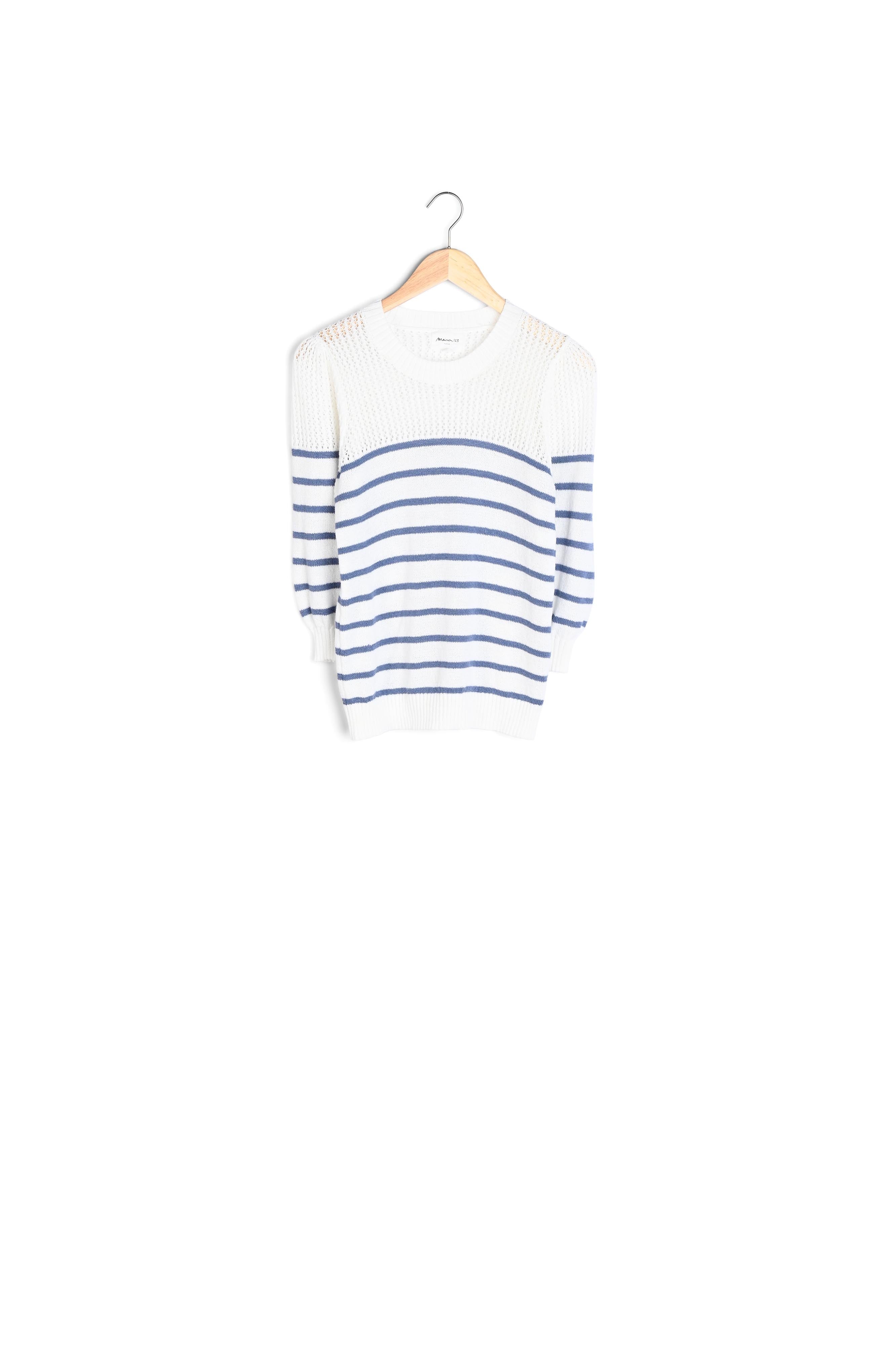 Pull rayé en maille ajourée blanc Pretty Faume - seconde main