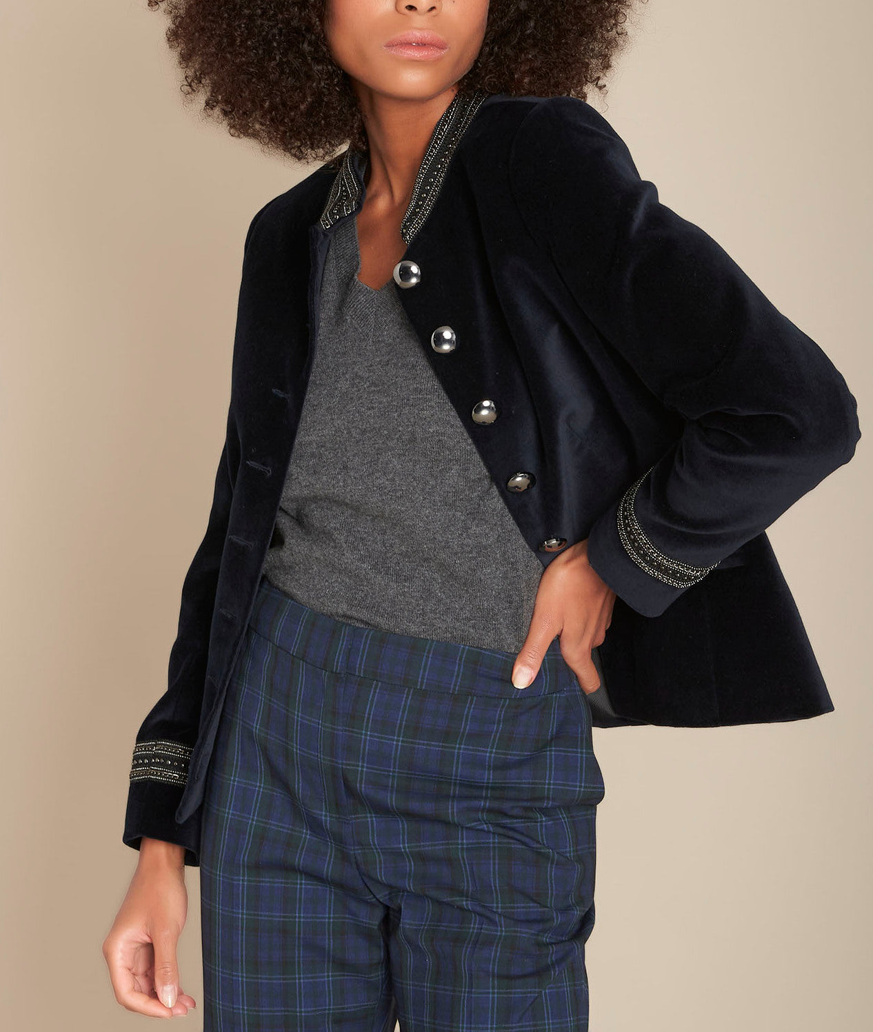 Veste en velours marine Bella Faume - seconde main