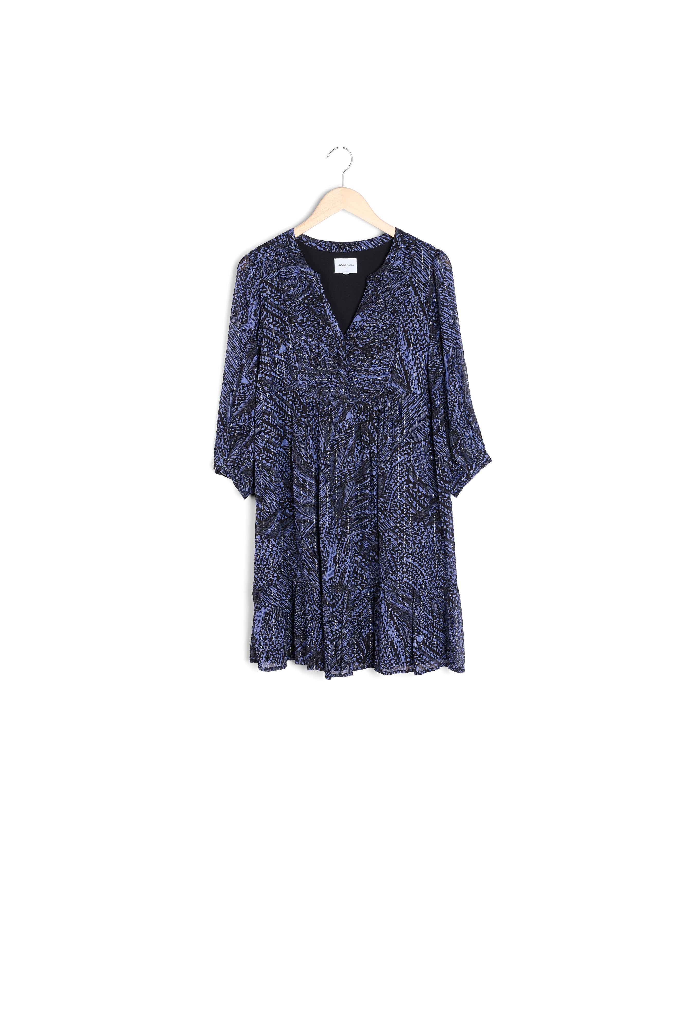 Robe courte imprimée marine et noire Larie Faume - seconde main