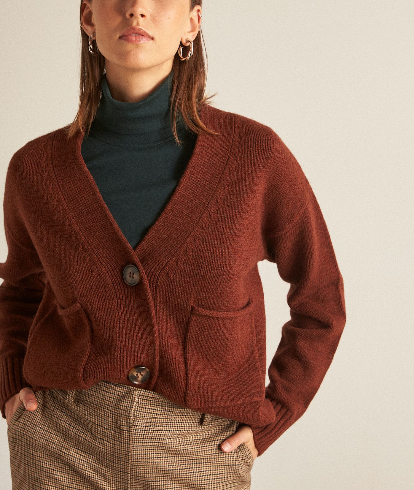 Cardigan en laine responsable et yack chocolat Bella Faume - seconde main