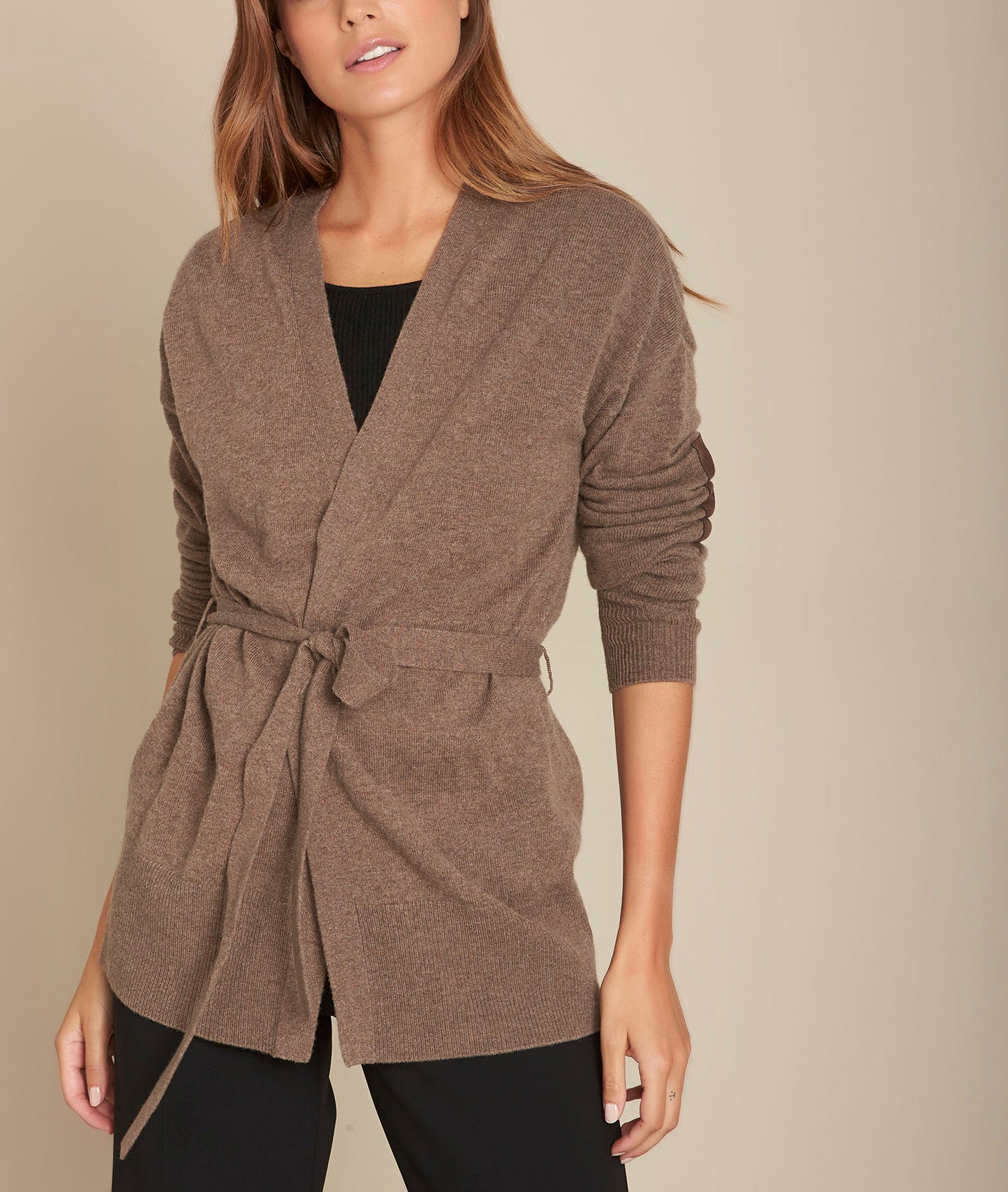 Gilet en cachemire ceinturé ébène Fougere Faume - seconde main