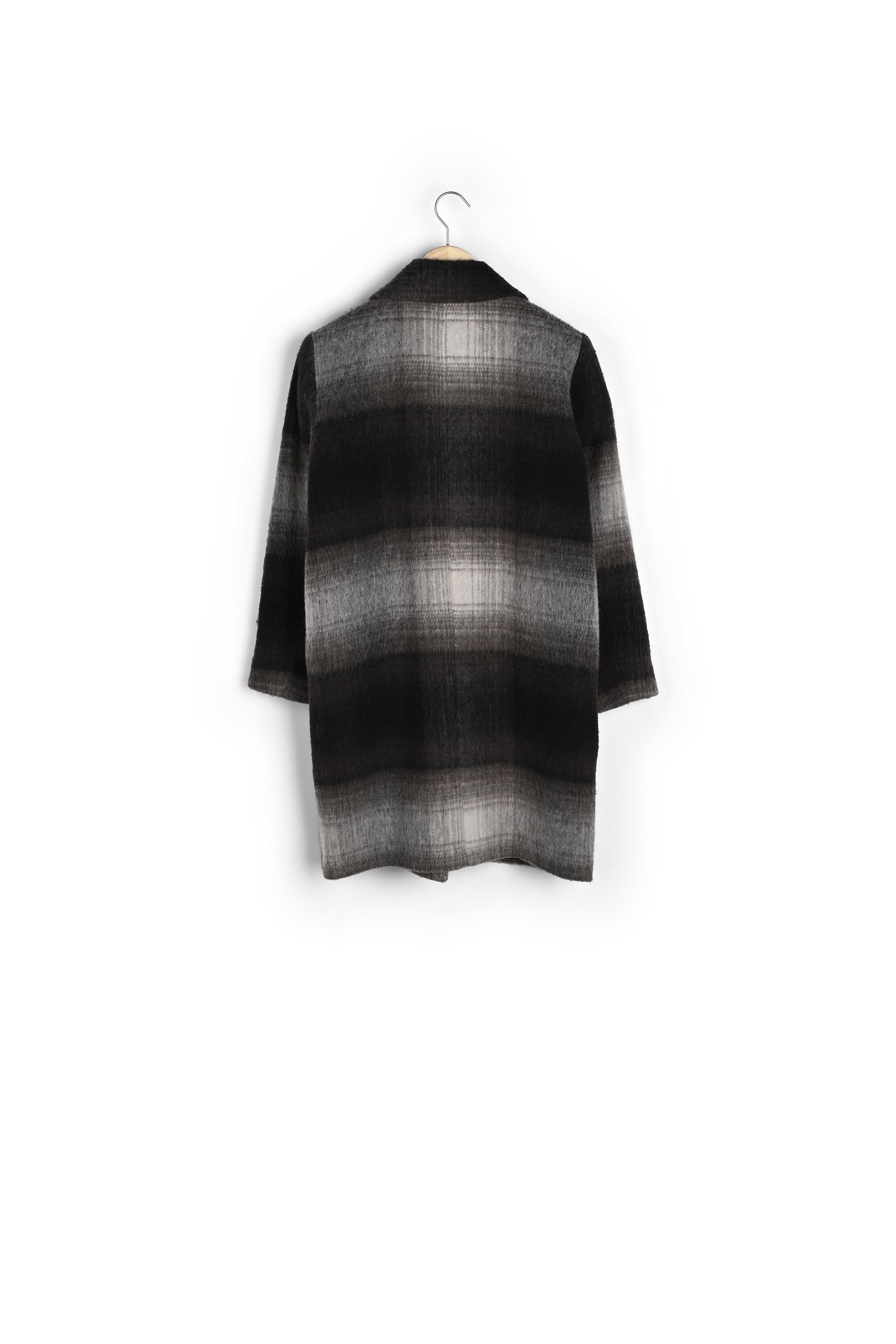 Manteau marron à carreaux en laine recyclée Martin Faume - seconde main