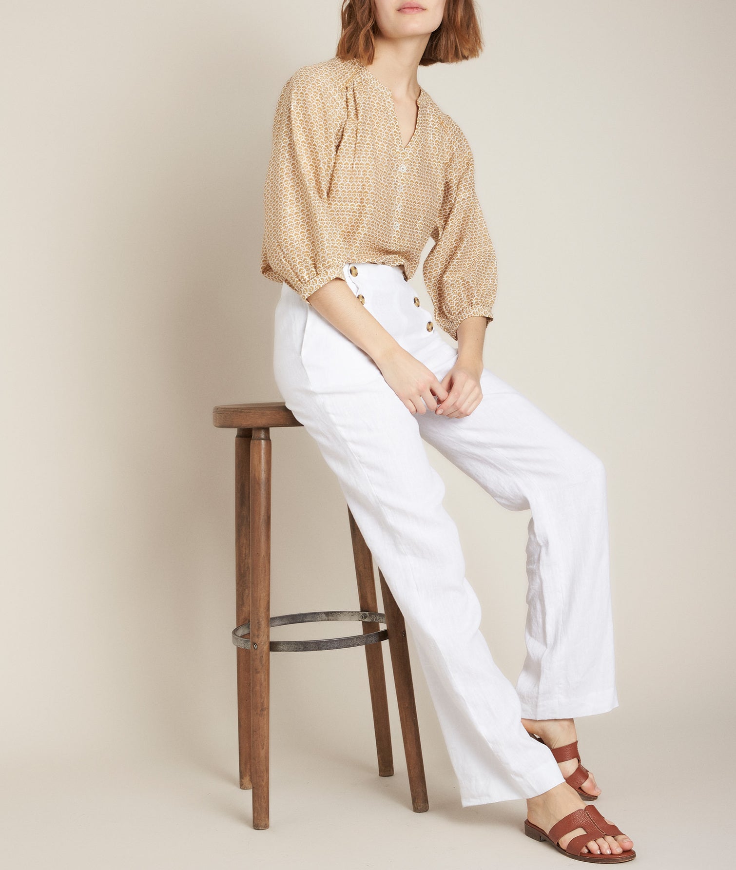 Blouse imprimée jaune Elvire Faume - seconde main