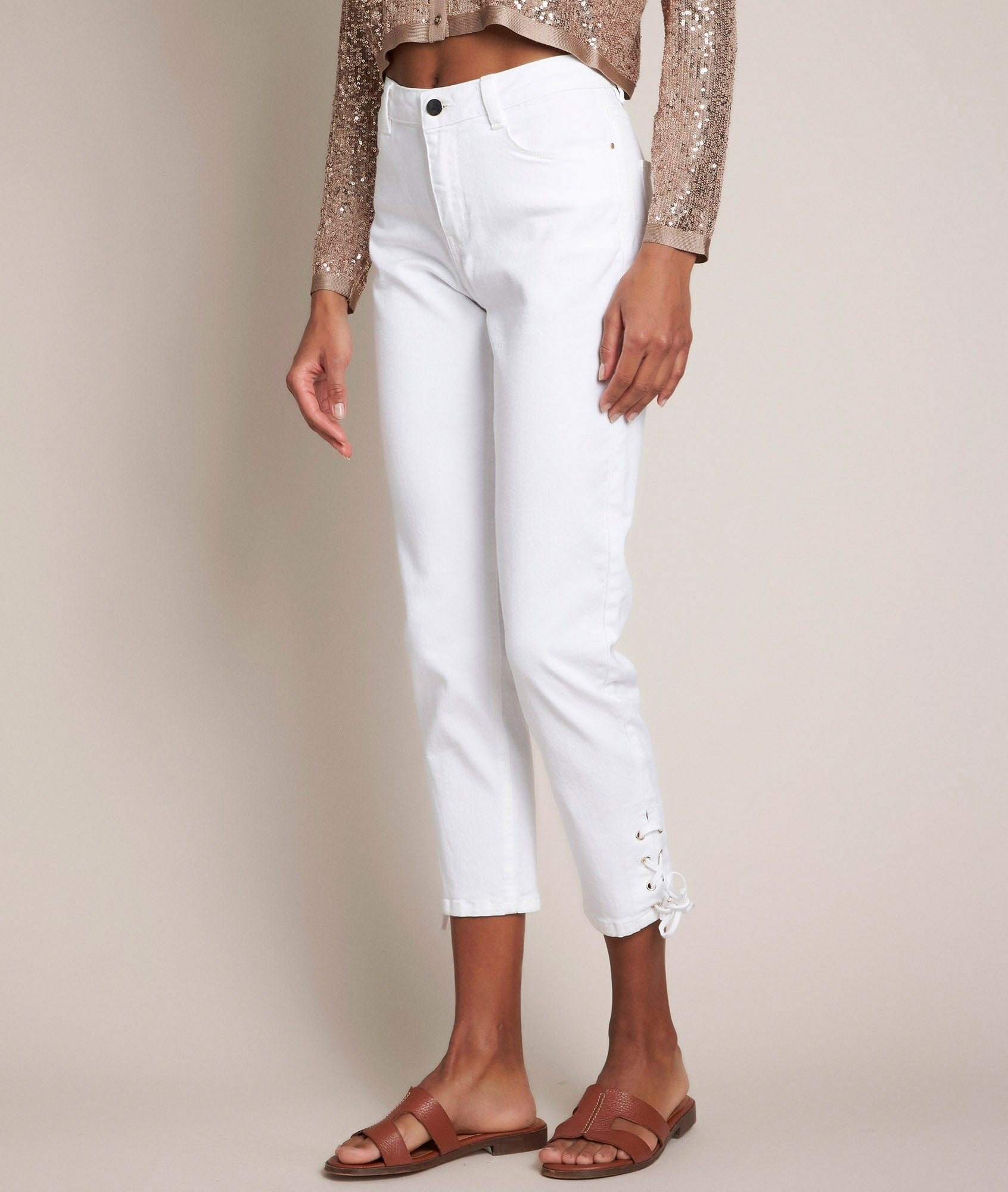 L'iconique slim: jean à lacets blanc Agathe Faume - seconde main