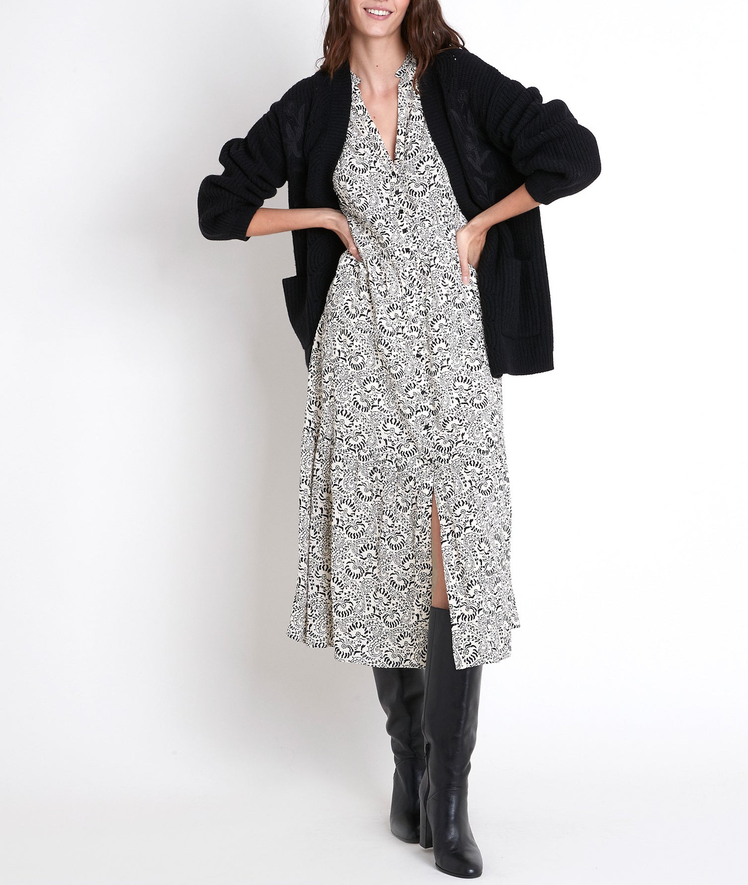 Robe longue écrue imprimée Carola Faume - seconde main