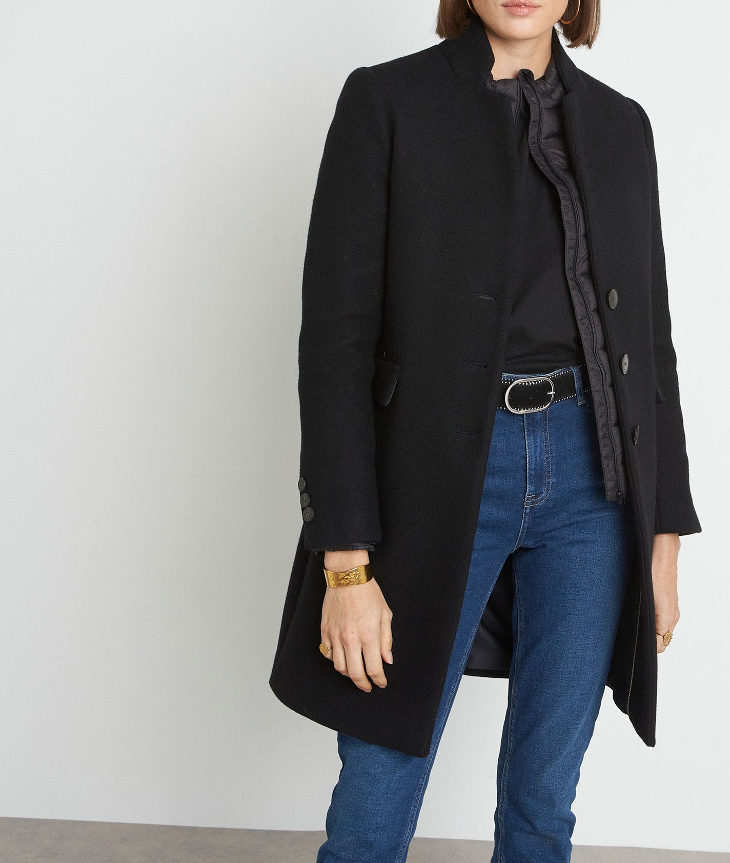 Manteau droit en laine noir Lucas Faume - seconde main