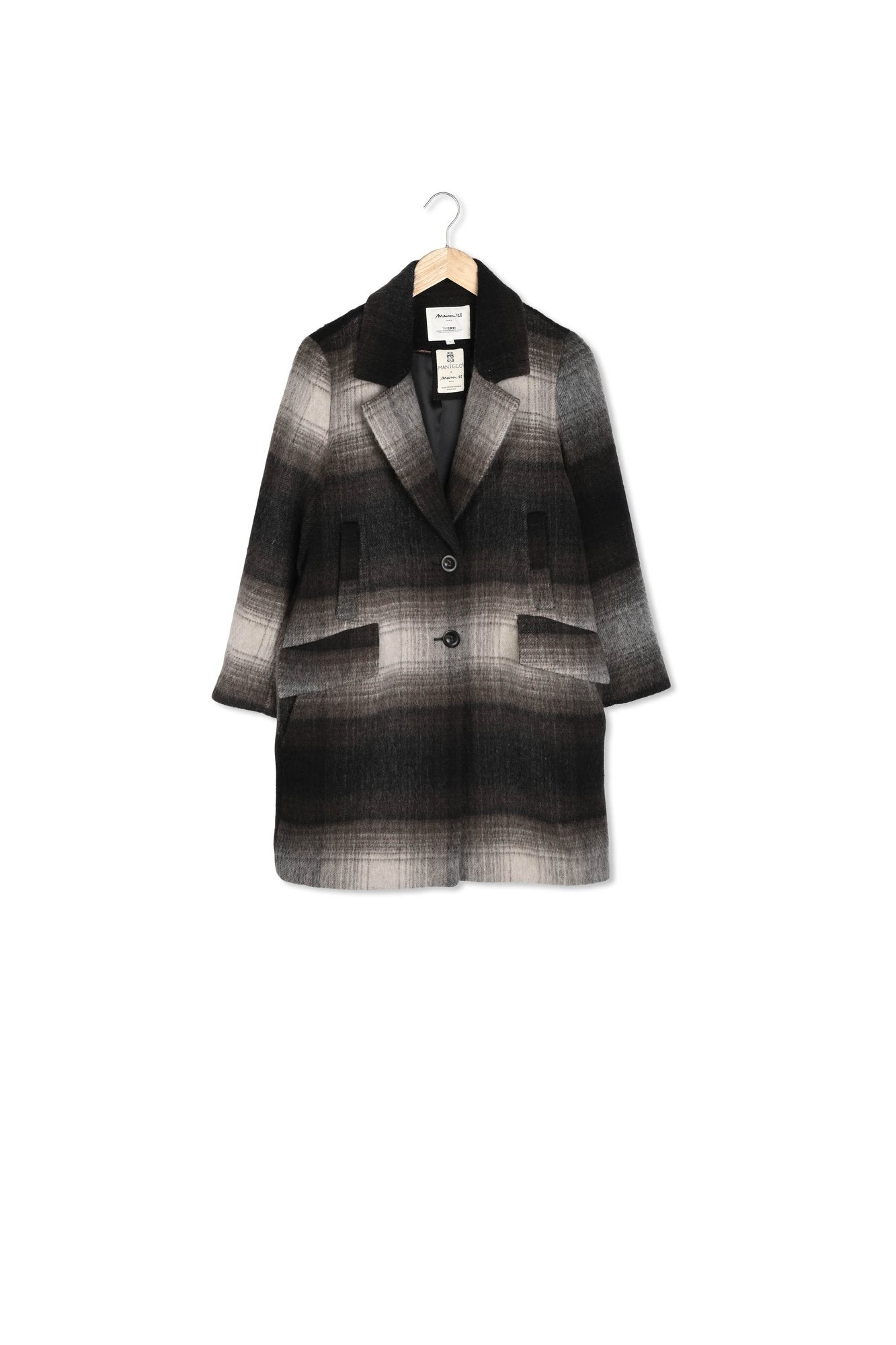 Manteau marron à carreaux en laine recyclée Martin Faume - seconde main