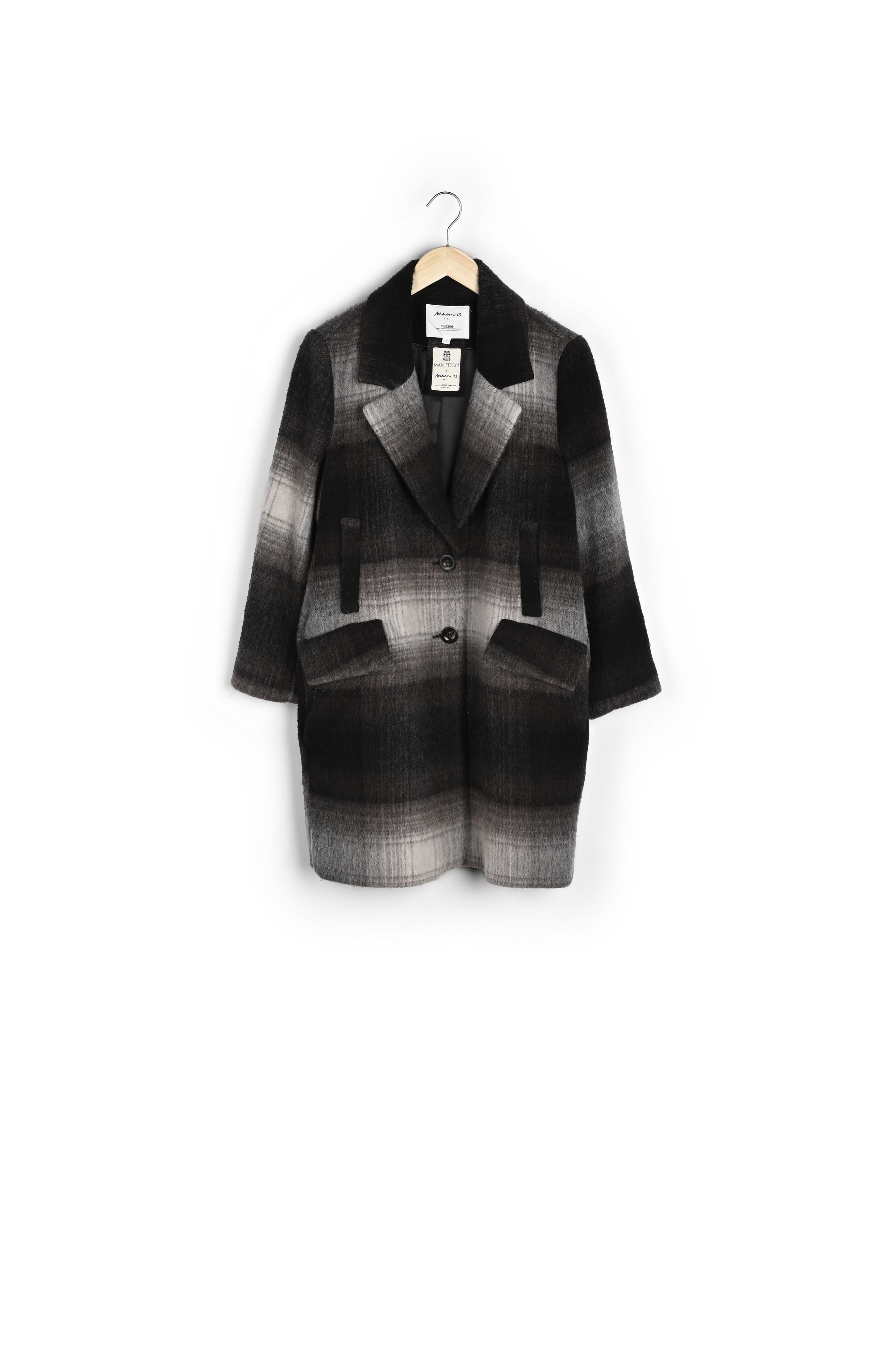 Manteau marron à carreaux en laine recyclée Martin Faume - seconde main