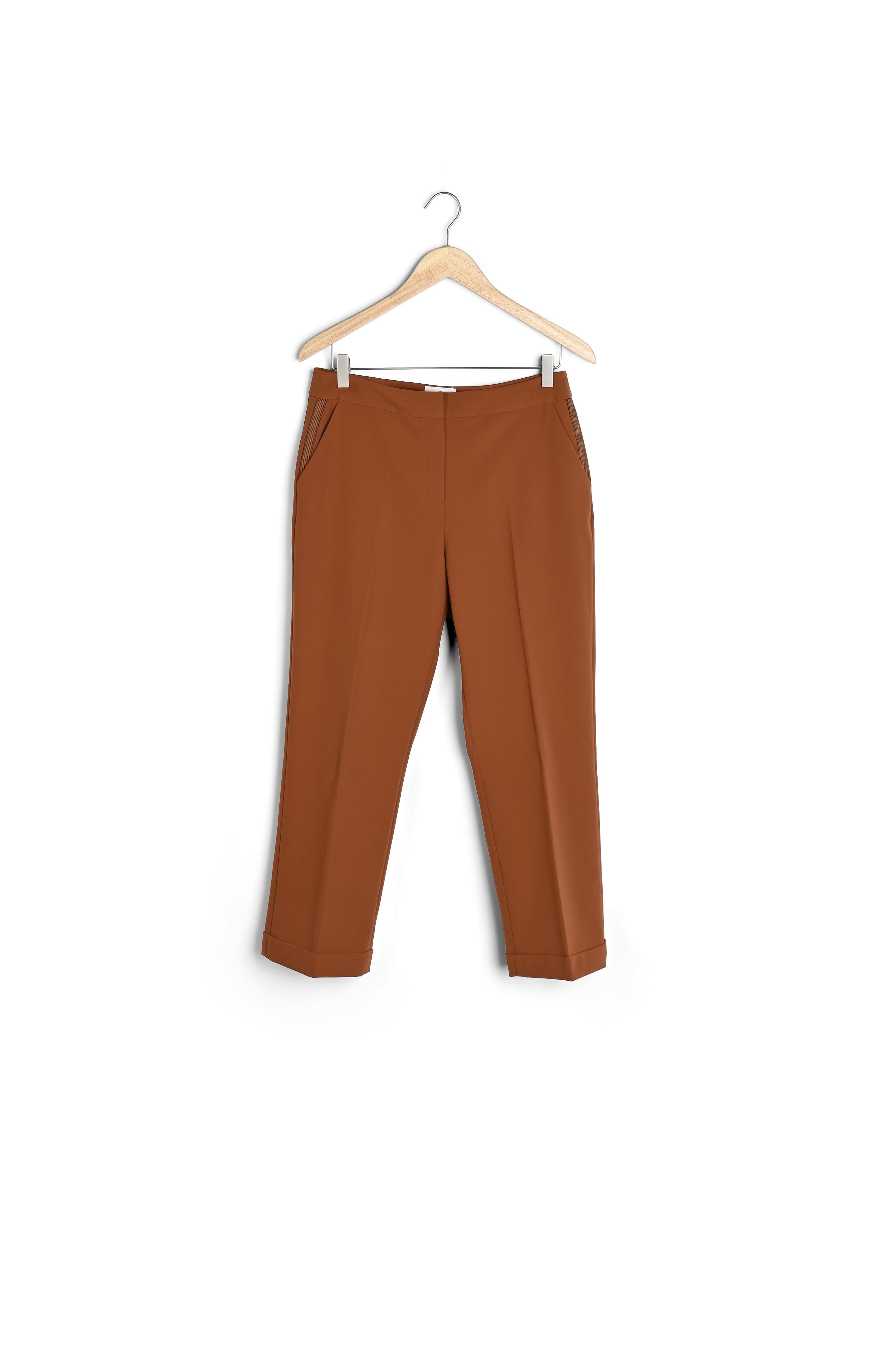 Pantalon cigarette en microfibre acajou Elvire Faume - seconde main