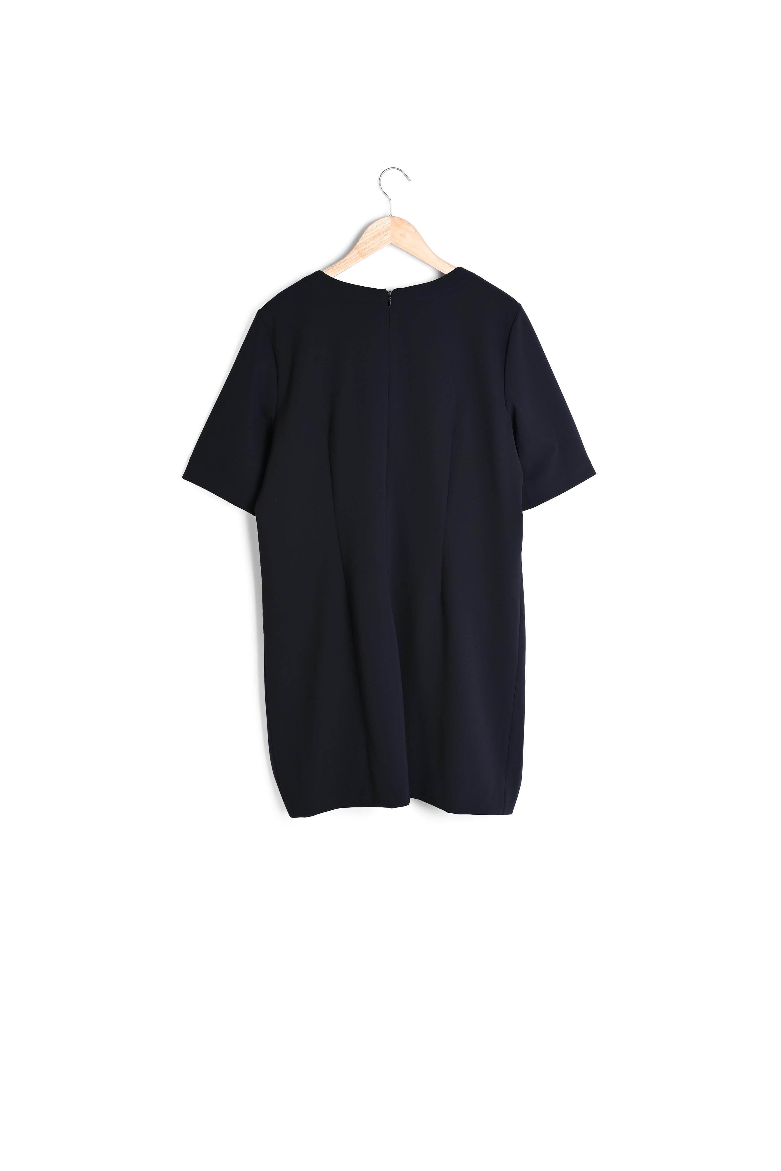 Robe droite marine col V Idalgo Faume - seconde main