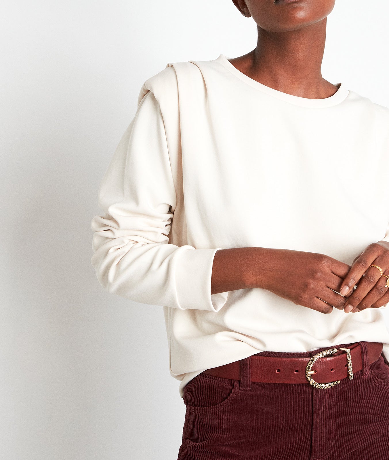 Sweat-shirt léger à épaulettes écru Ice Faume - seconde main