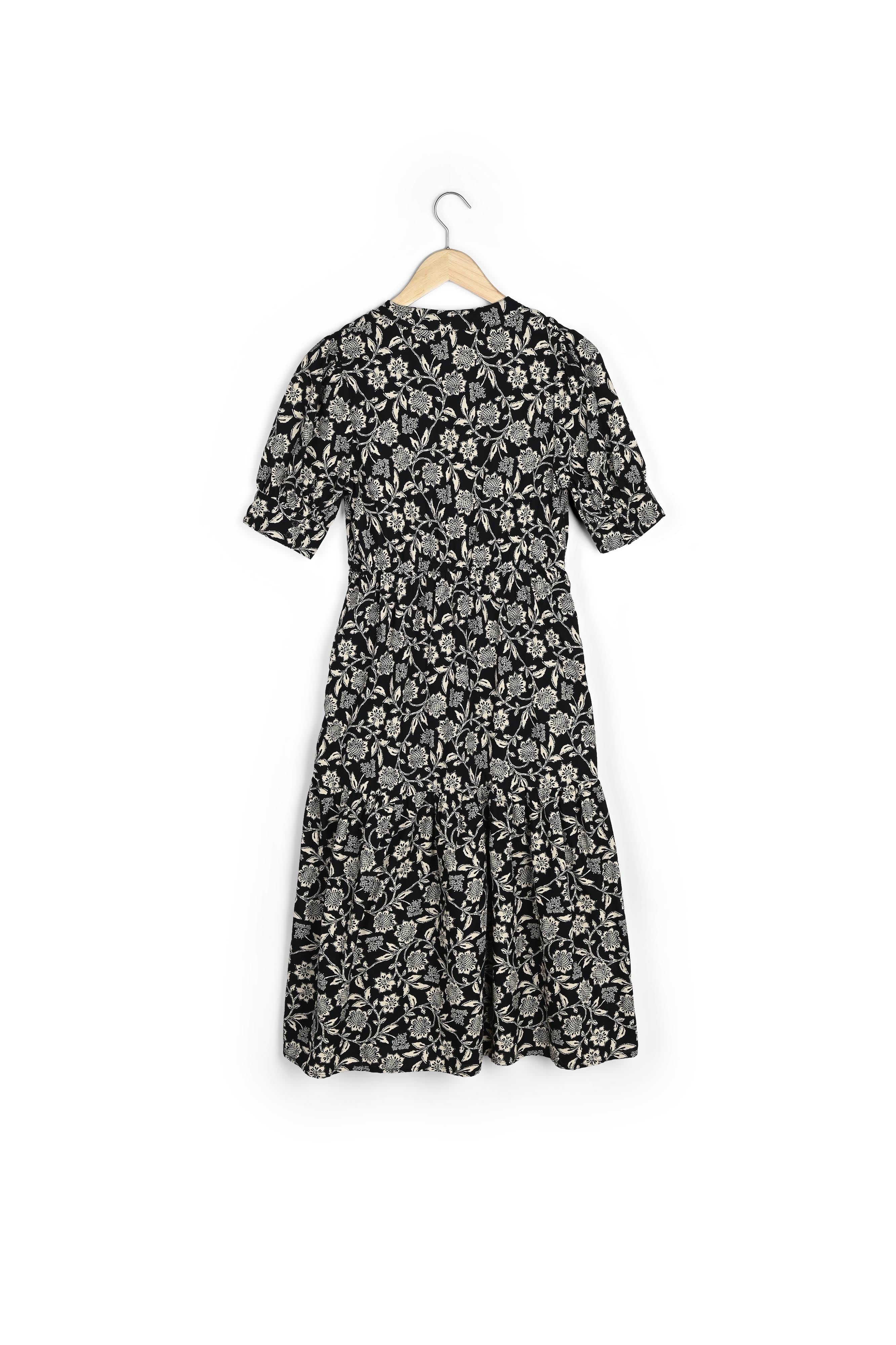 Robe longue en coton imprimé noir Naomie Faume - seconde main