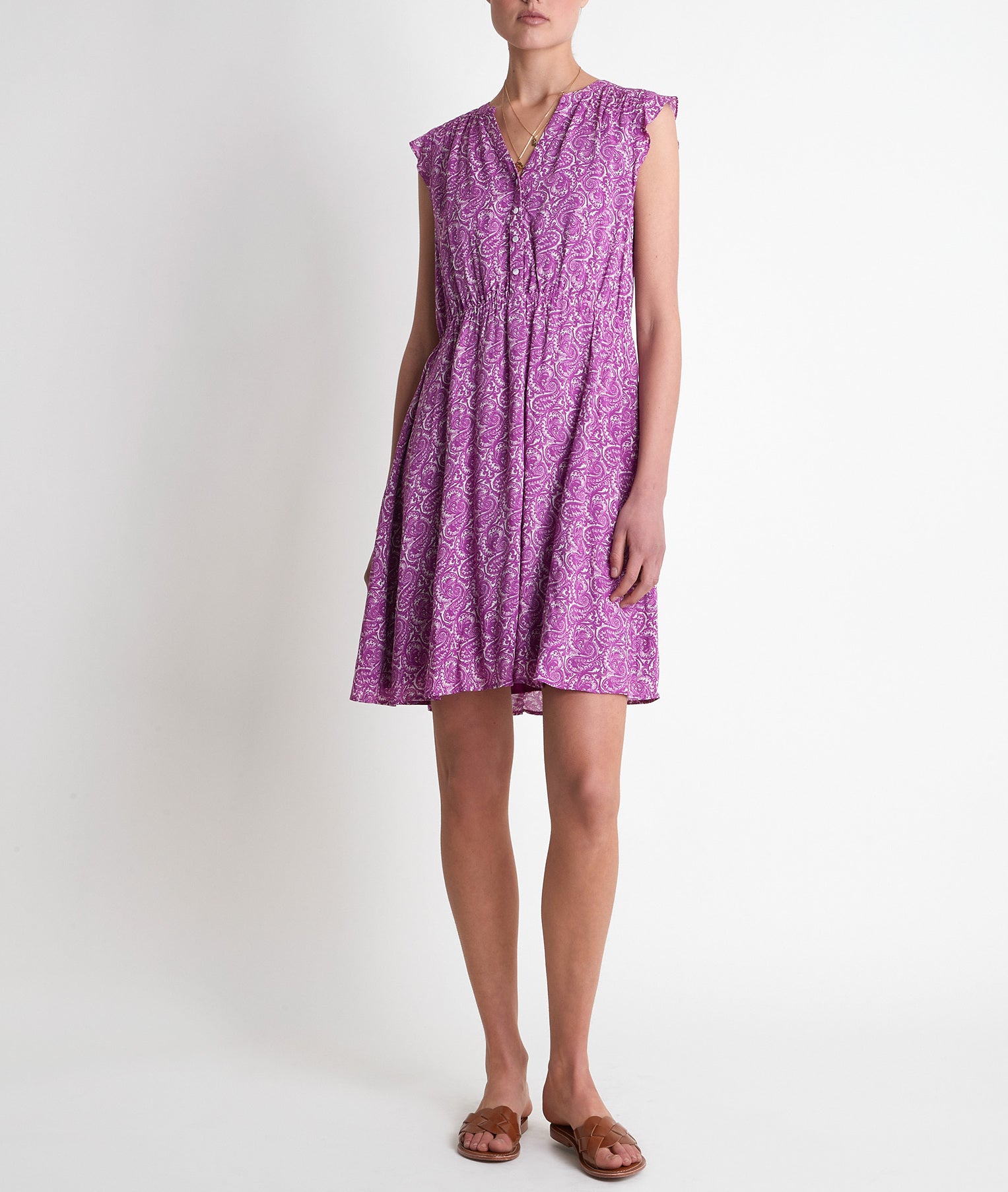 Robe courte imprimée violette Laudine Faume - seconde main