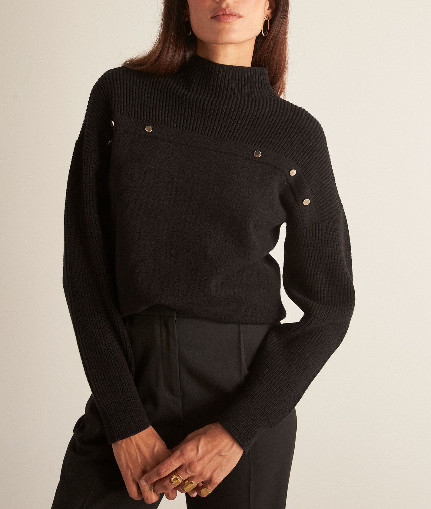 Pull en viscose EcoVero noir Brenda Faume - seconde main