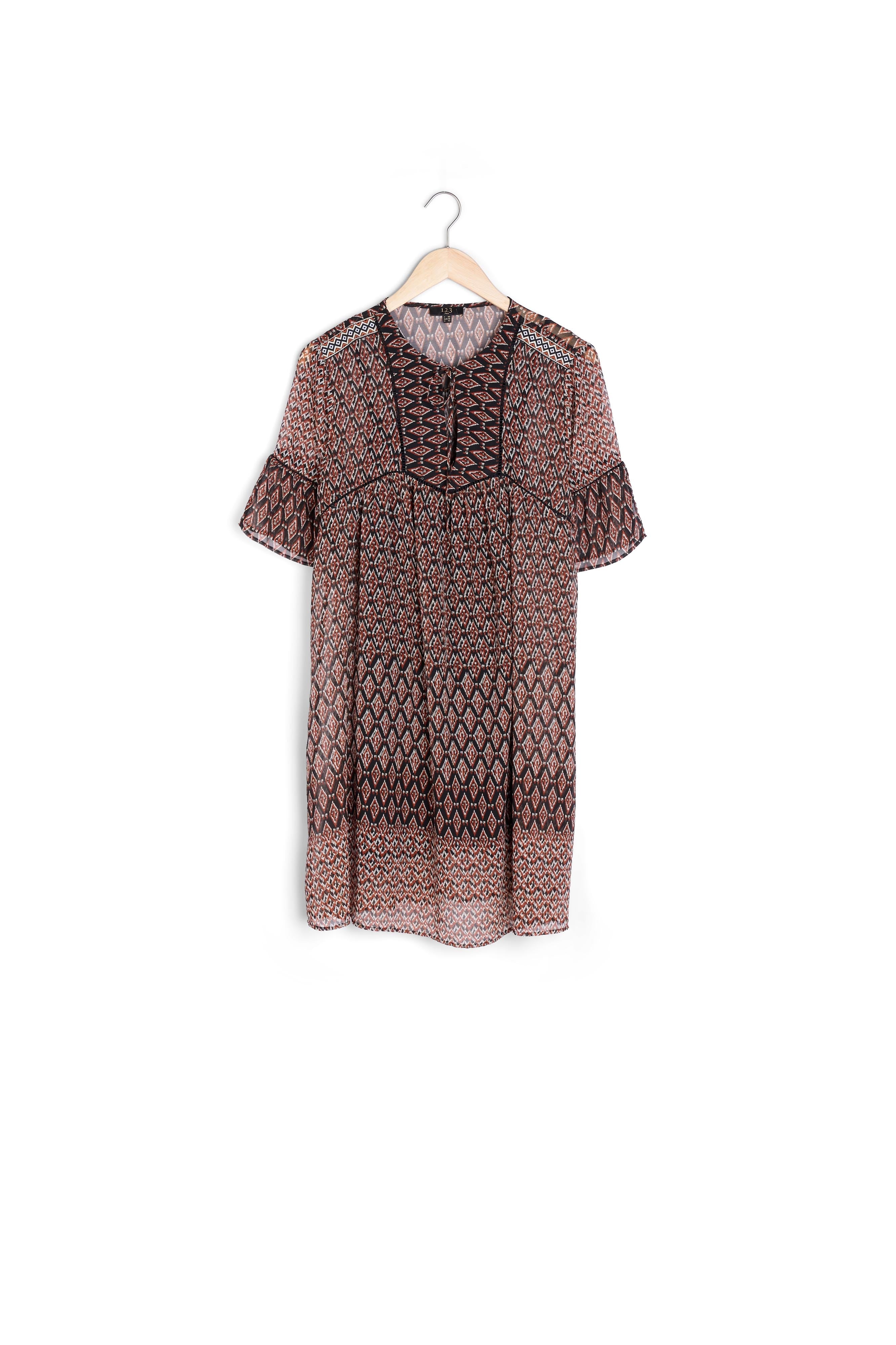 Robe noire imprimé ethnique Lucette Faume - seconde main