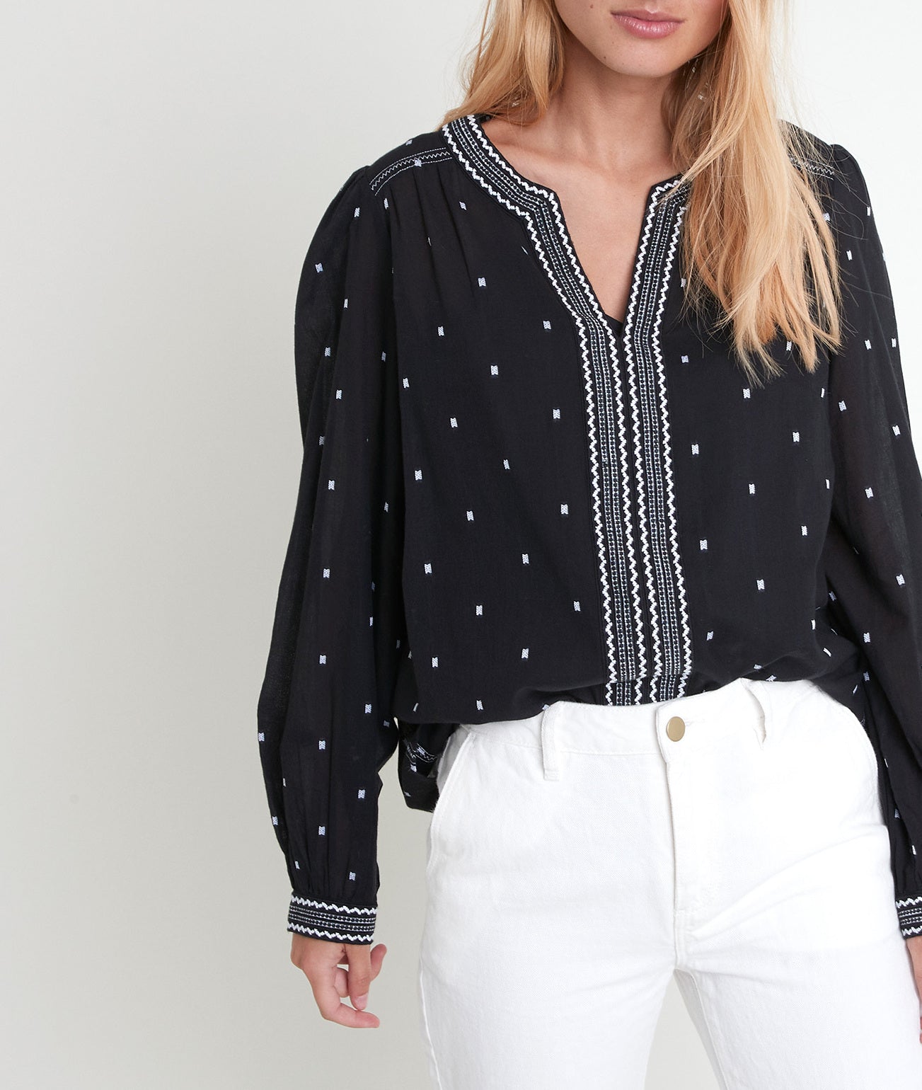 Blouse brodée noire Talissa Faume - seconde main