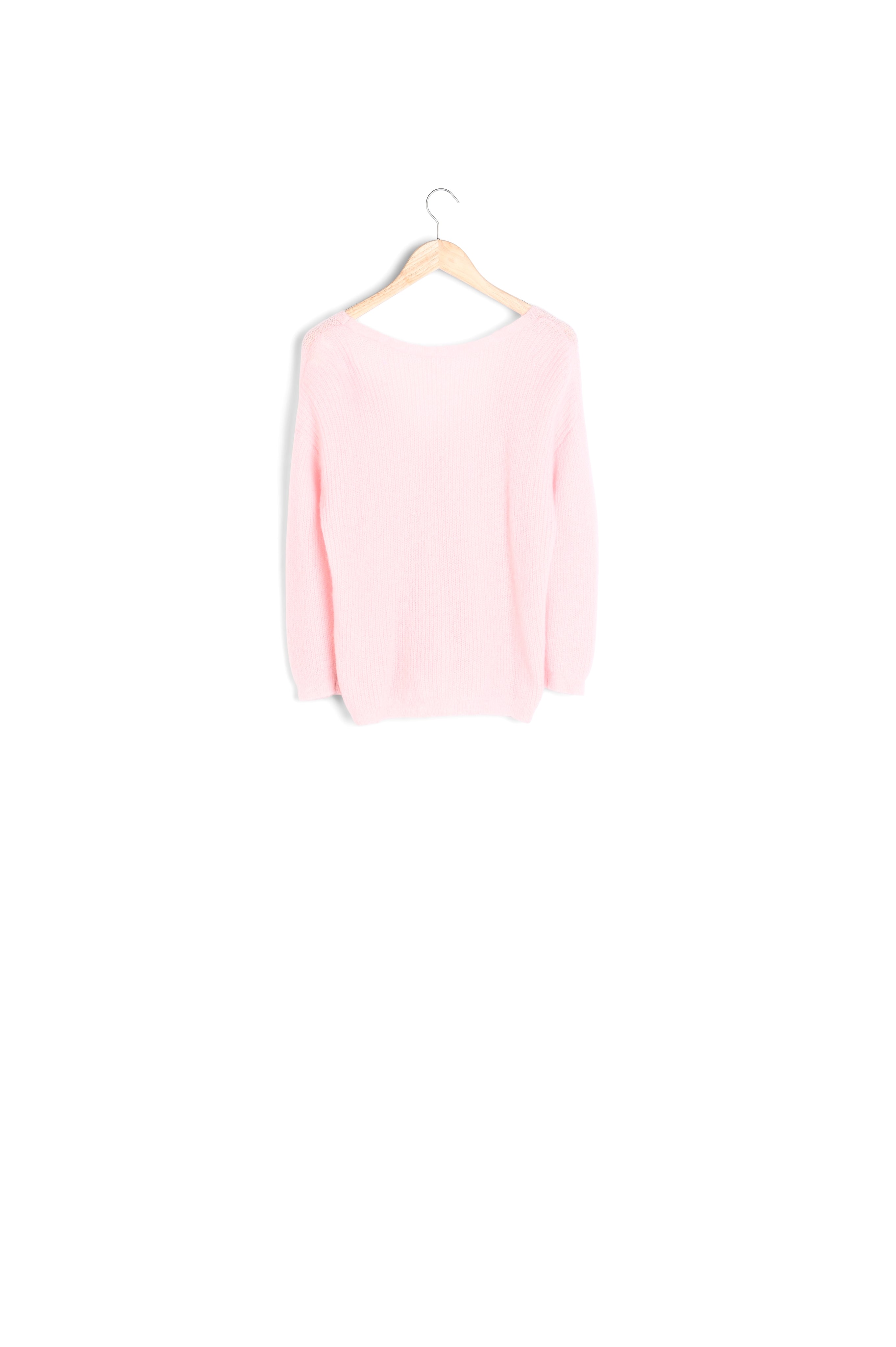 Cardigan en laine et polyamide recyclés rose poudré Paddy Faume - seconde main