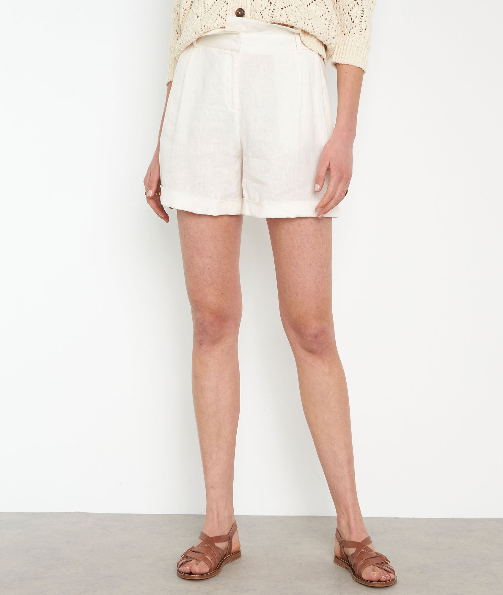 Short en lin responsable blanc Siriel Faume - seconde main