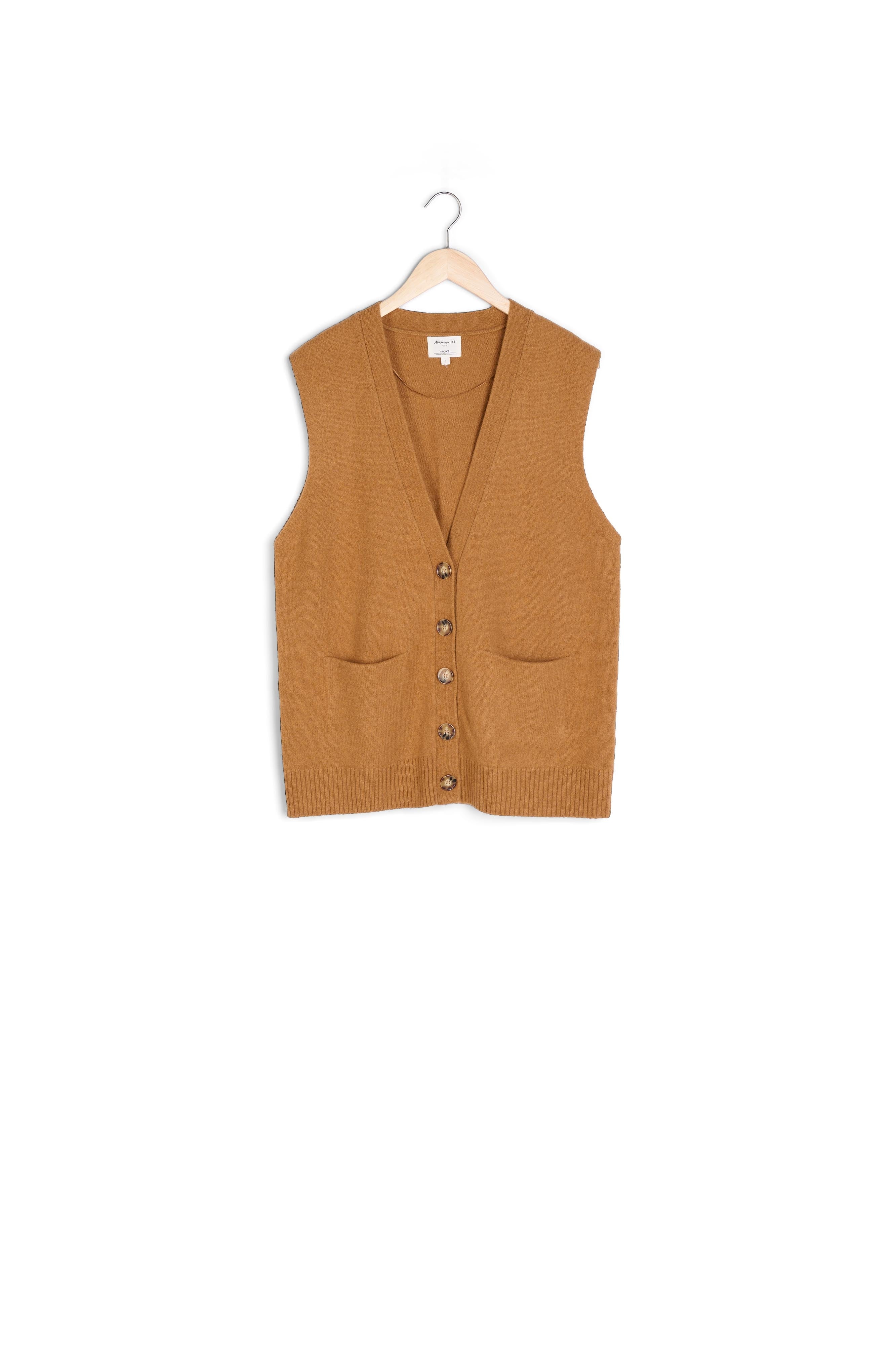 Gilet sans manches en laine responsable canelle Bryton Faume - seconde main