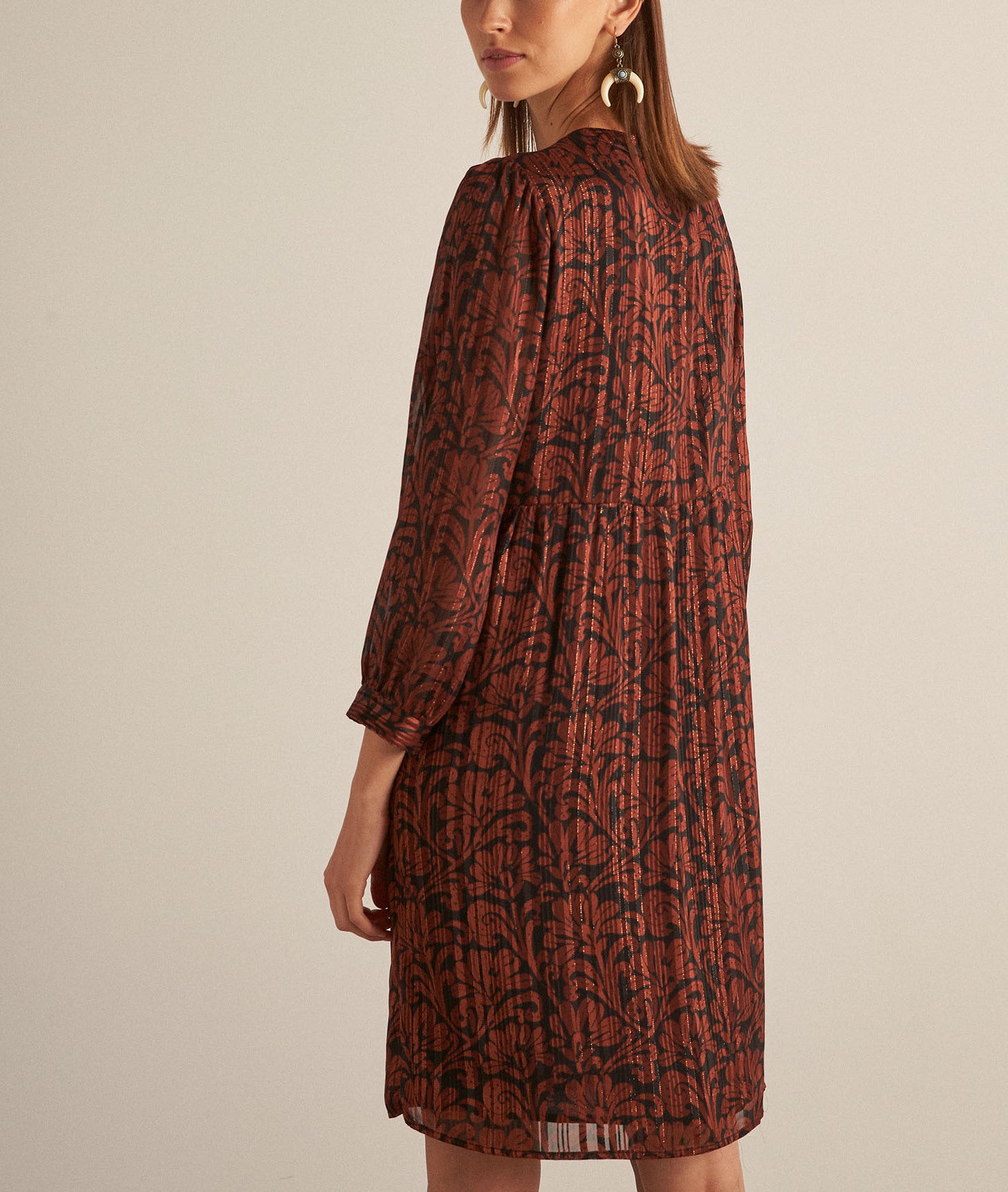 Robe courte imprimée floral rouge Soleil Faume - seconde main